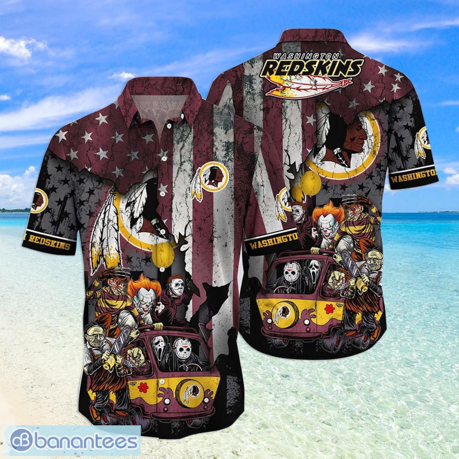 Washington Redskins NFL US Flag Horror Movies Gift For Halloween Hawaiian  Shirt - Banantees