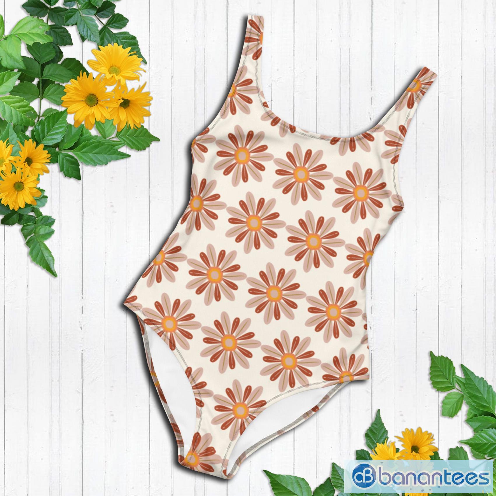 70s Retro Daisy Floral Vintage Hippie Flower Graphic One Piece