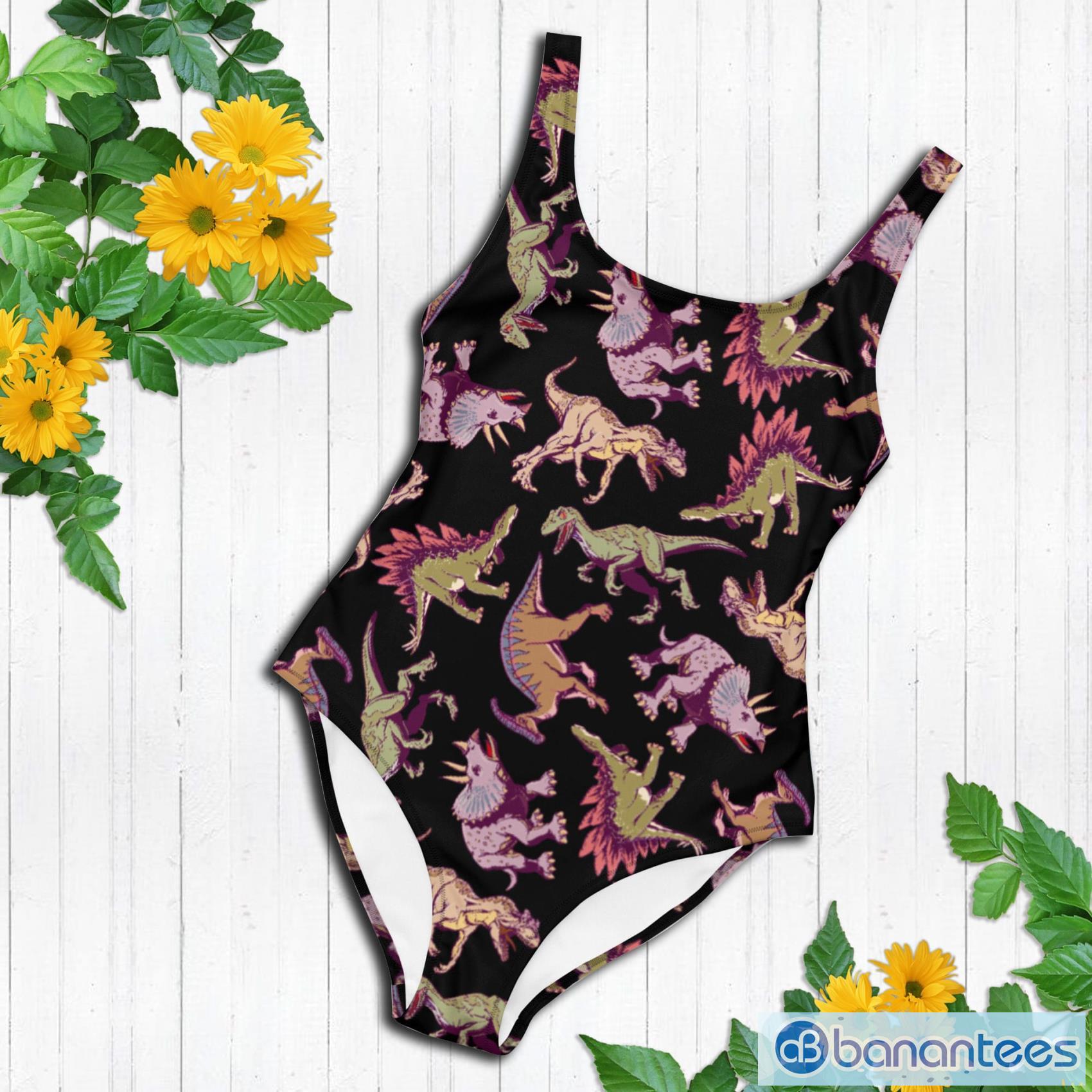 Black Dinosaur One Piece Swimsuit For Women Banantees