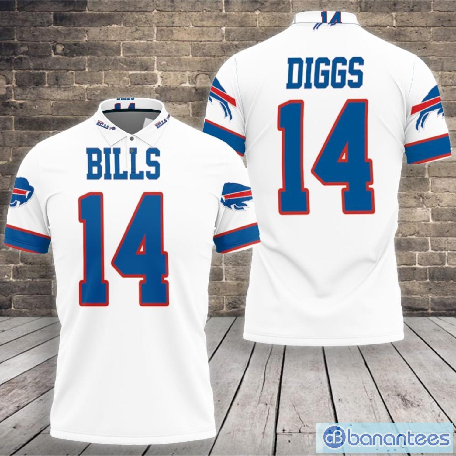 Buffalo Bills Stefon Diggs 14 White Jersey Inspired Style Polo Shirt For  Men - Banantees