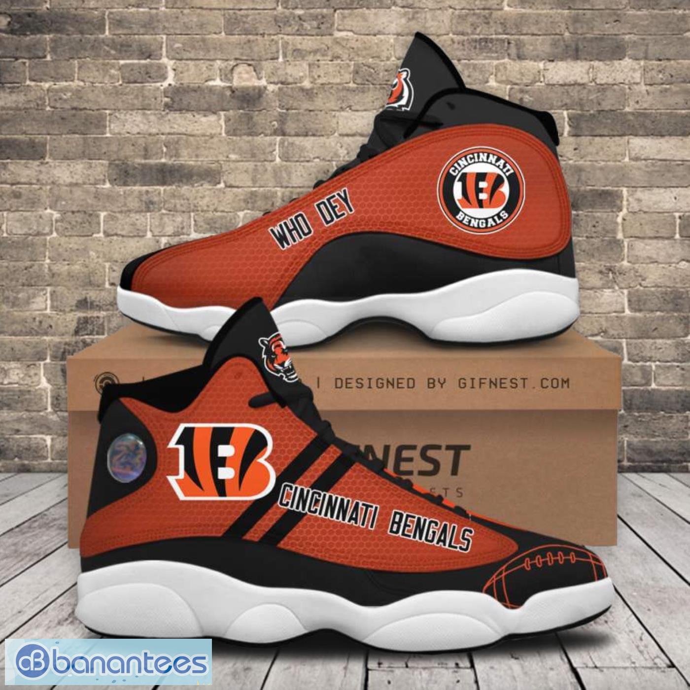 Cincinnati Bengals Air Jordan 13 Sneaker Shoes - Banantees