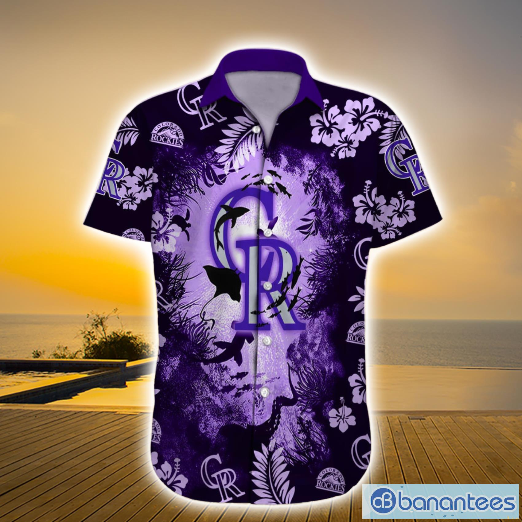 Purple Ocean MLB Colorado Rockies Funny Hawaiian Shirt Hammerhead