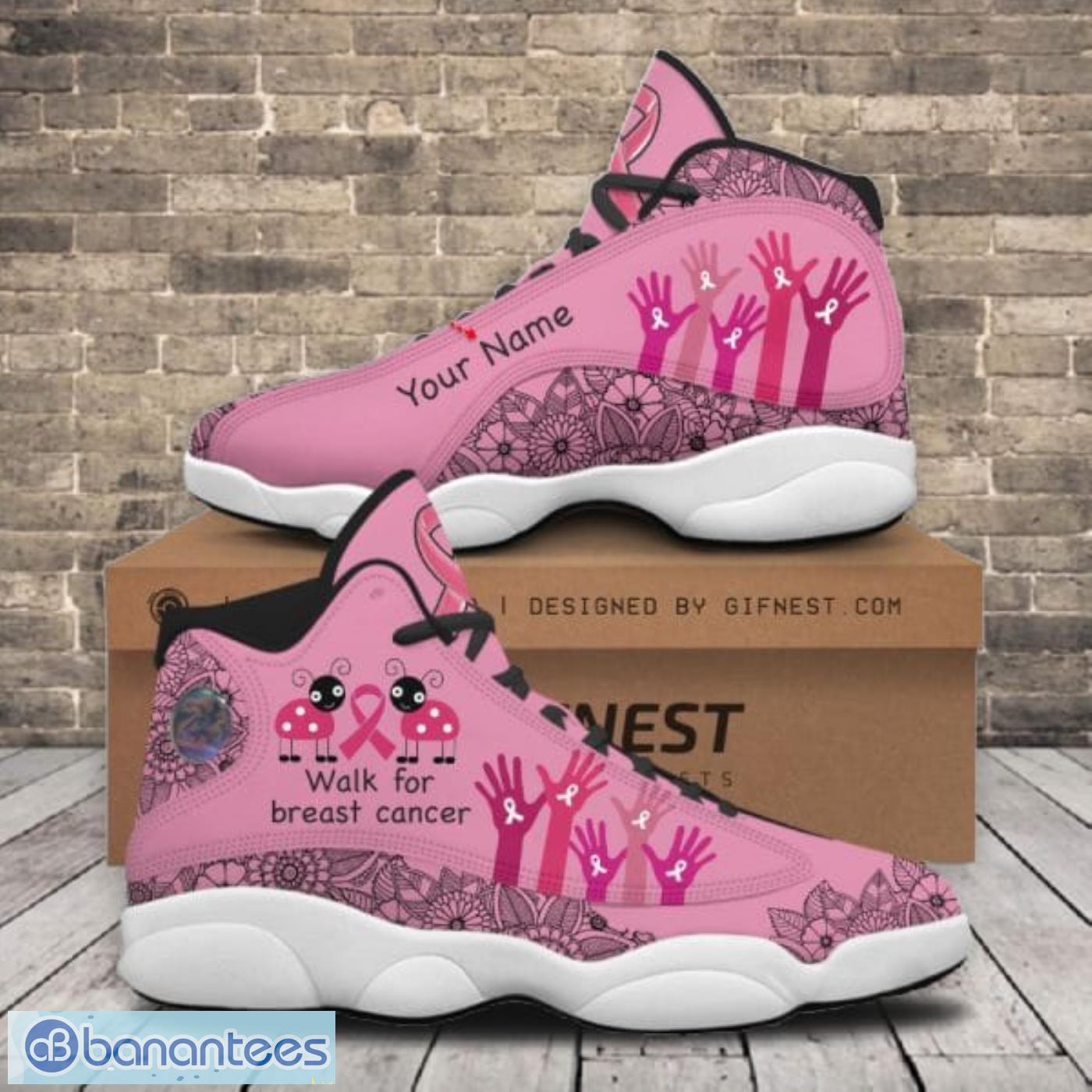 Custom Name Breast Cancer Awareness Pink Air Jordan 13 Shoes For