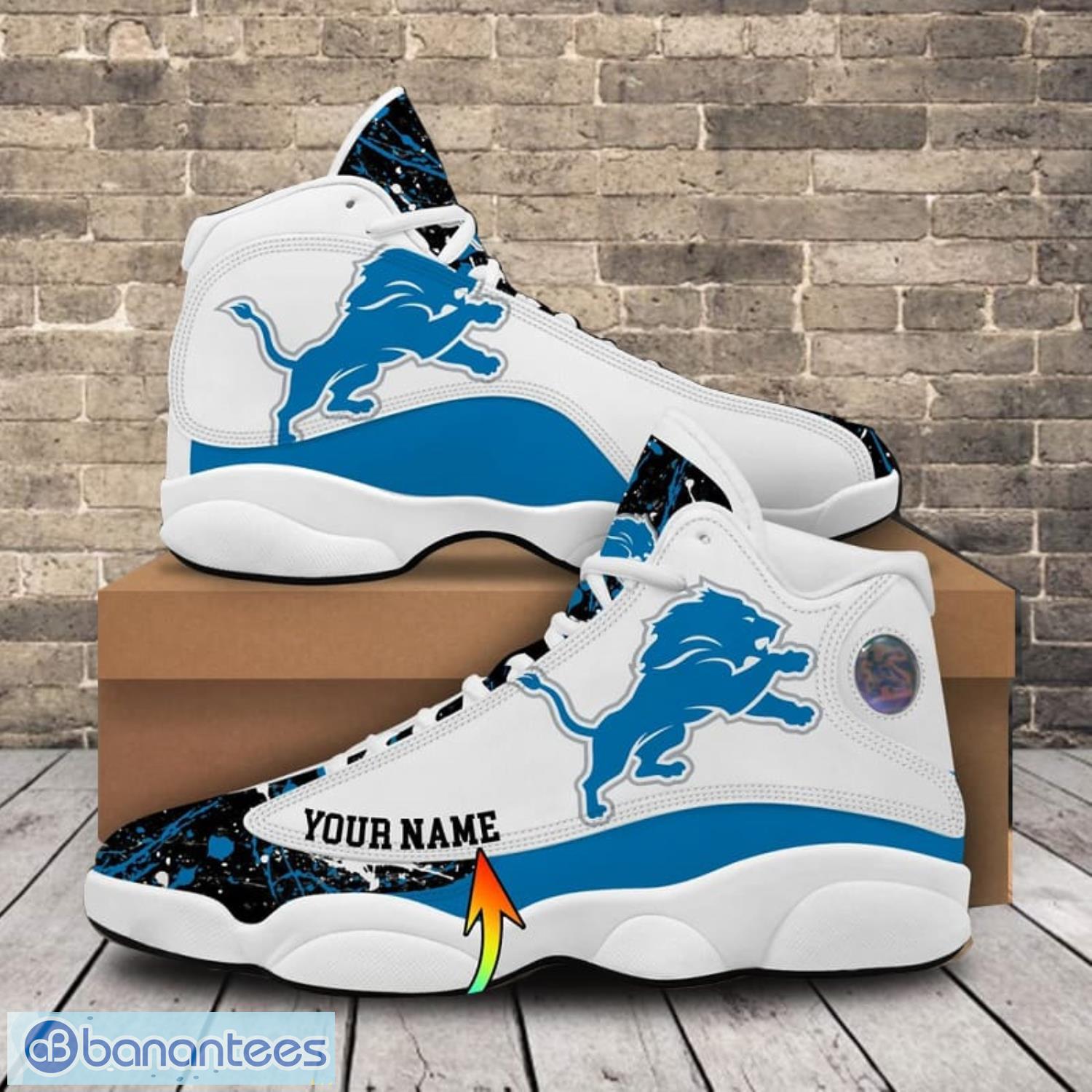 Custom Name Detroit Lions Custom Name And Number Air Jordan 13 Shoes For  Men And Women - Banantees