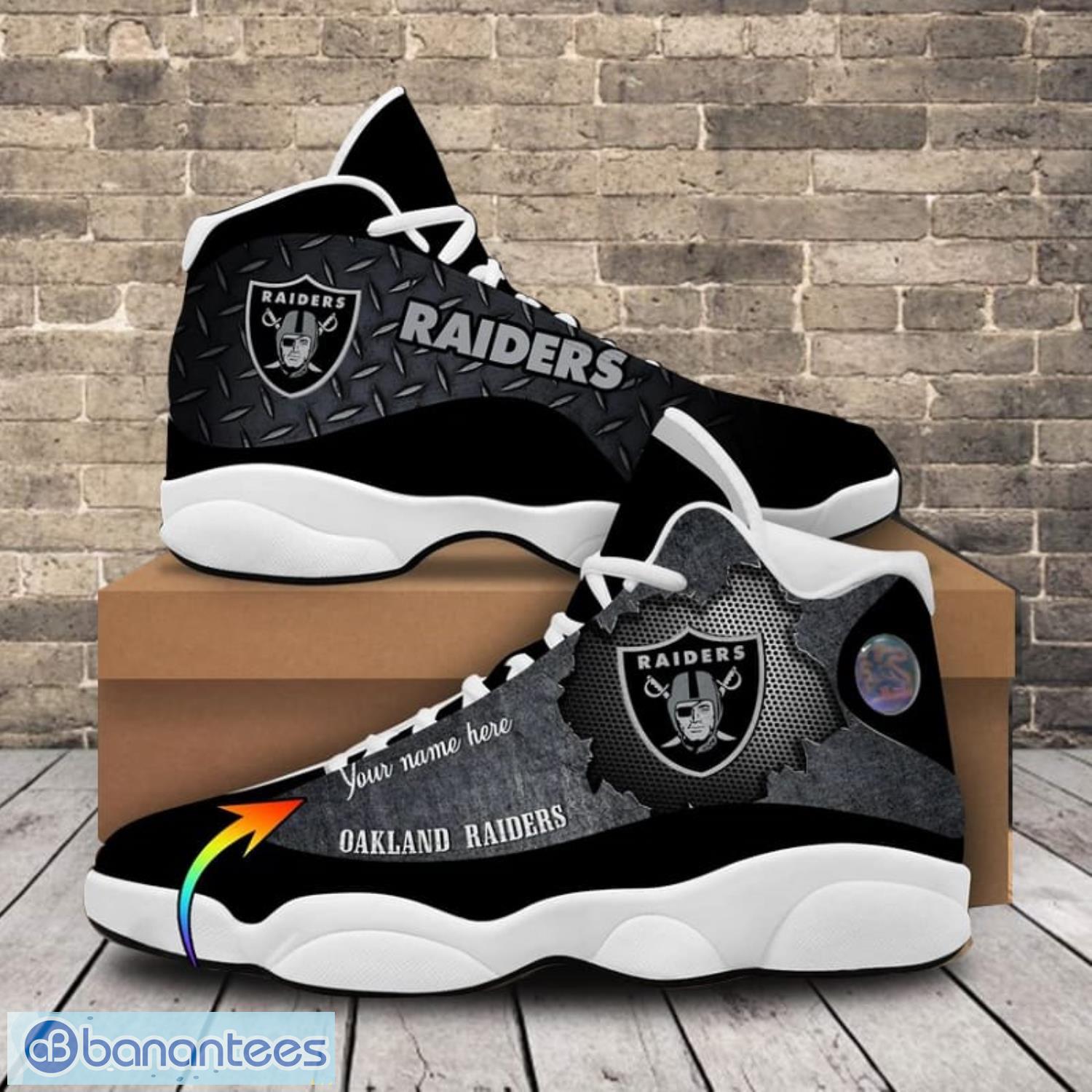 Las Vegas Raiders Camo Pattern Air Jordan 13 Shoes For Fans