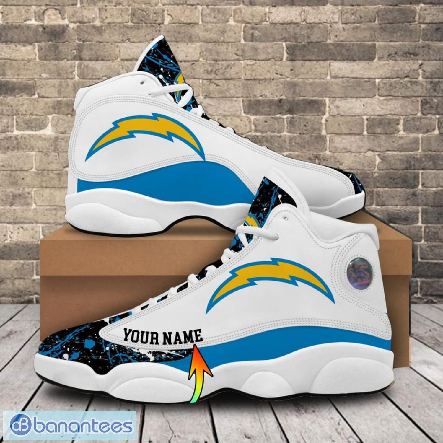 NFL Los Angeles Chargers Custom Name Number Air Jordan 13 Shoes V2