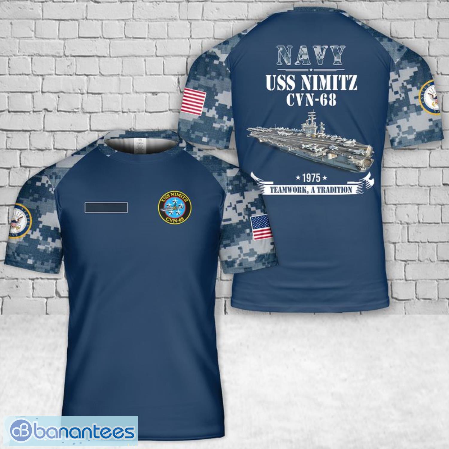 Rug Yoghurt Lyn Custom Name US Navy USS Nimitz (CVN-68) Best Gift Camo Style 3D T-Shirt -  Banantees