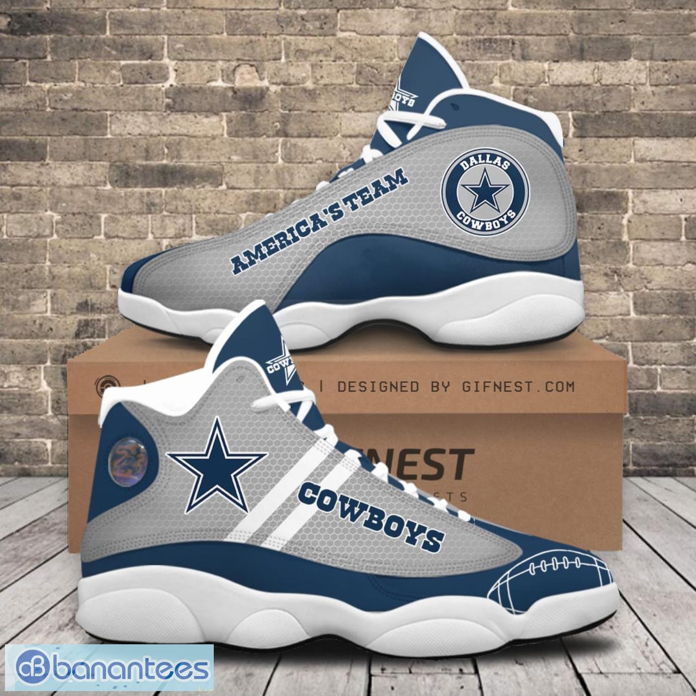 Dallas Cowboys White Striped Air Jordan 13 Shoes For Men And Women -  Banantees