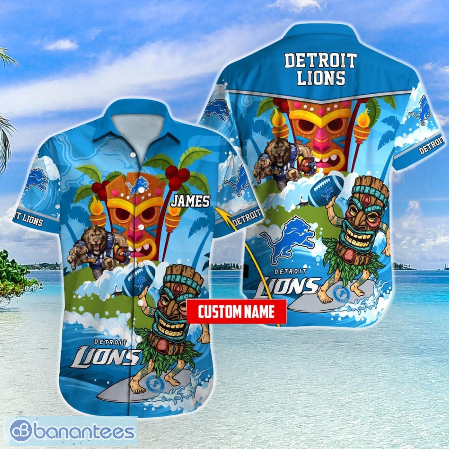 NFL Detroit Lions Hawaiian Shirt Custom Name Football Teams Button Up -  Ingenious Gifts Your Whole Family