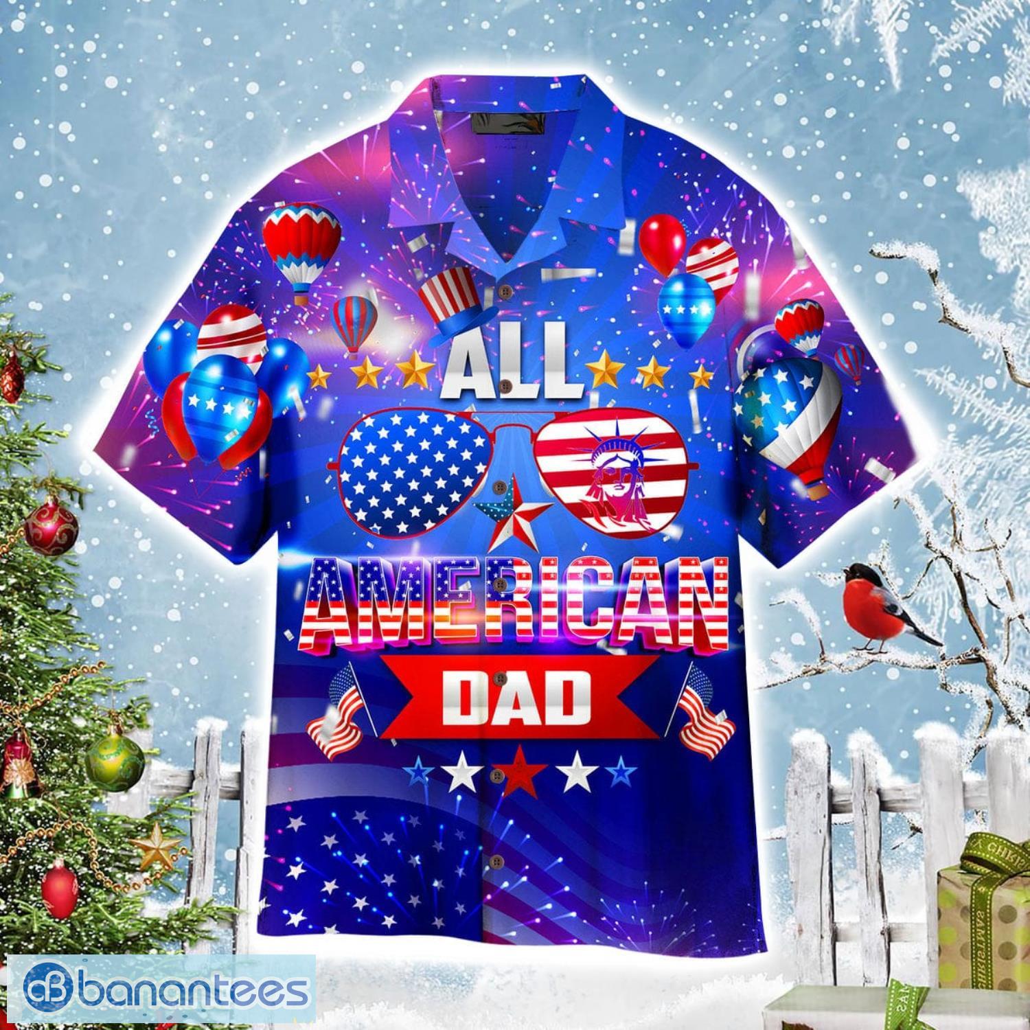 Independence Day All American Dad 4th Of July Sunglasses And Stars Aloha Holiday Gift Hawaiian Shirt - Independence-Day-All-American-Dad-4th-Of-July-Sunglasses-And-Stars-Aloha-Hawaiian-Shirts-