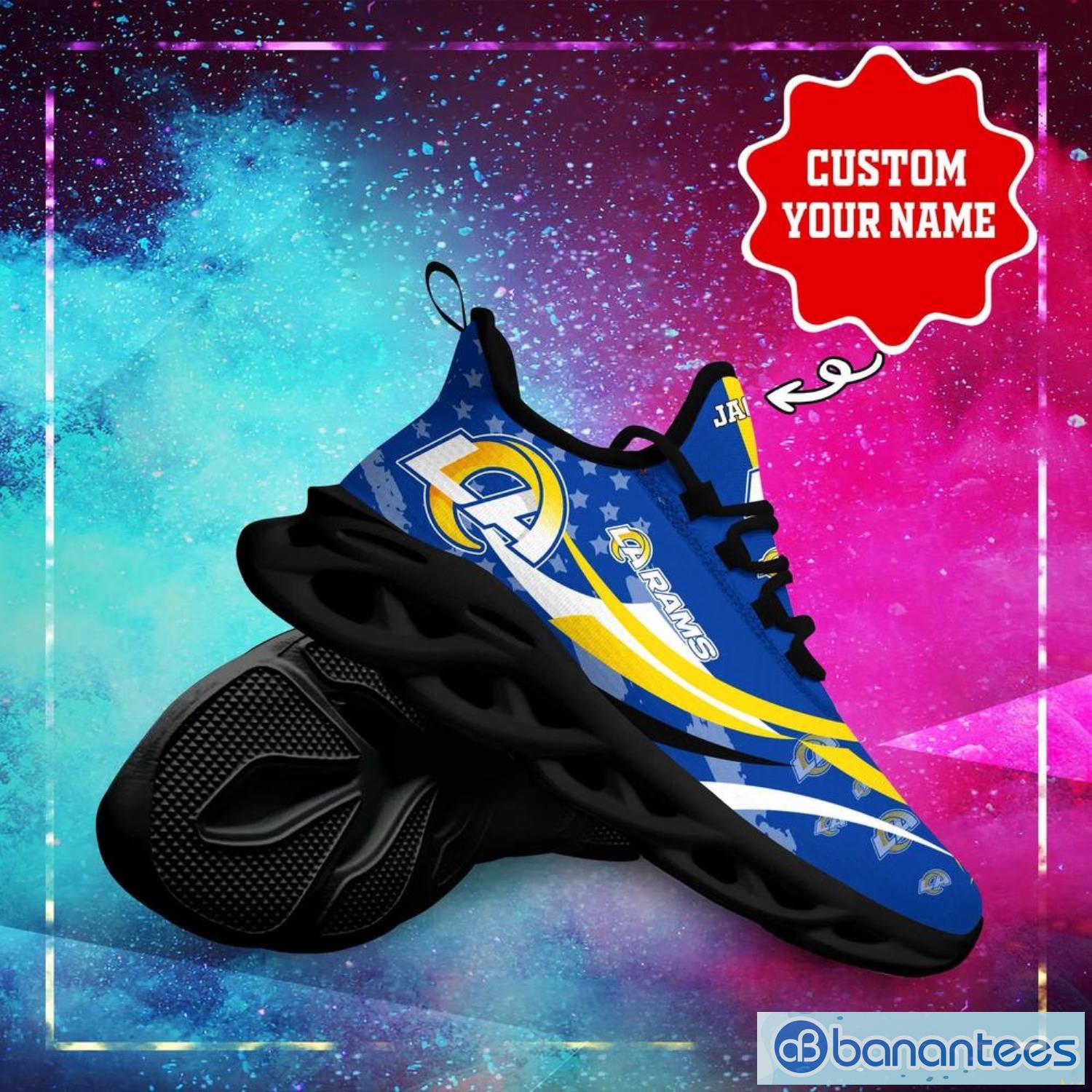 Custom Name NFL Los Angeles Rams Style Logo Caro Max Soul Shoes