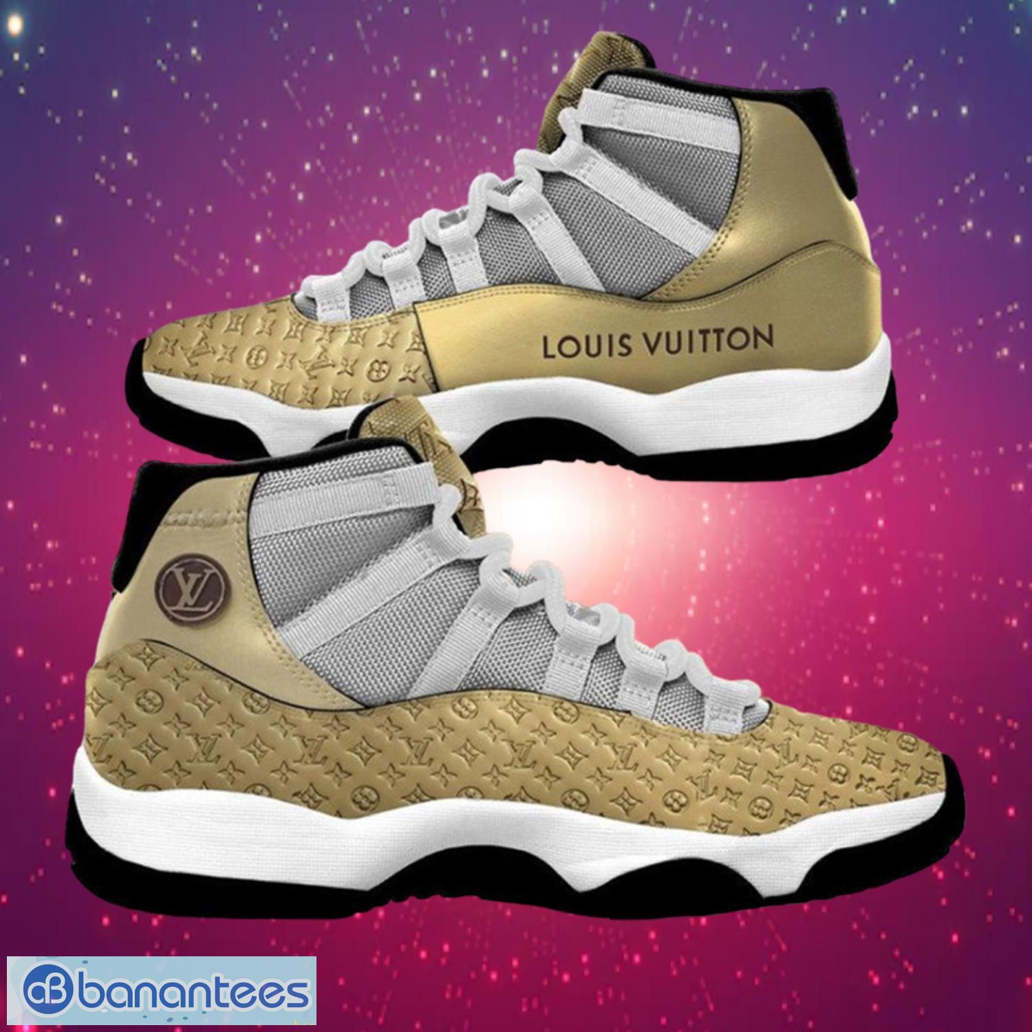 Louis Vuitton Luxury Gold Air Jordan 11 Shoes - Banantees