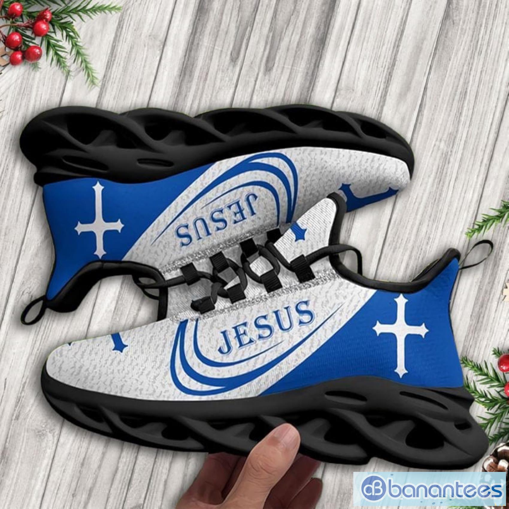 Christian Soul Shoes, Max Soul Shoes, Jesus Saved My Life Running Sneakers  Black Red Max Soul Shoes, Jesus Shoes, Jesus Christ Shoes - Excoolent