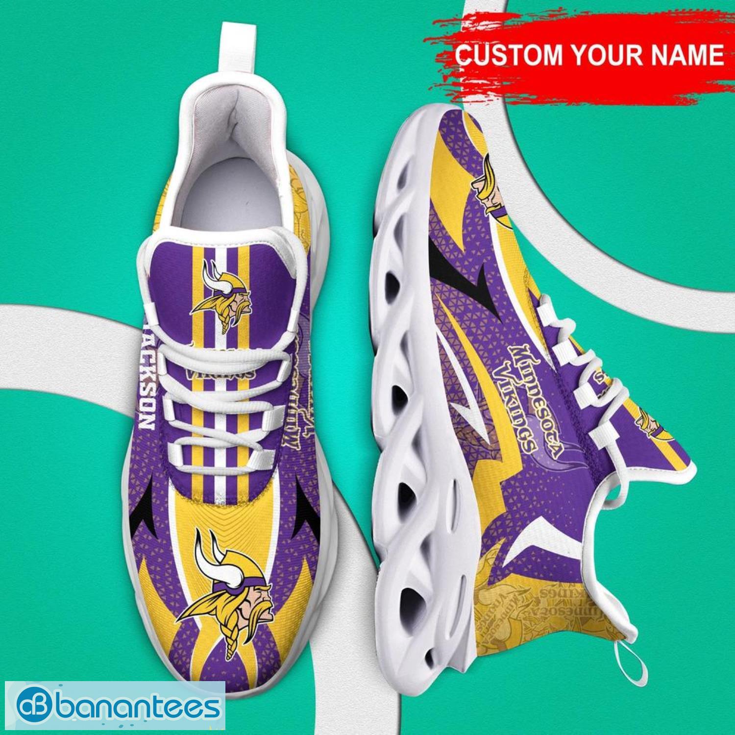 Minnesota Vikings NFL Fire Flame Pattern Sport Shoes For Fans Max Soul Shoes  - YesItCustom