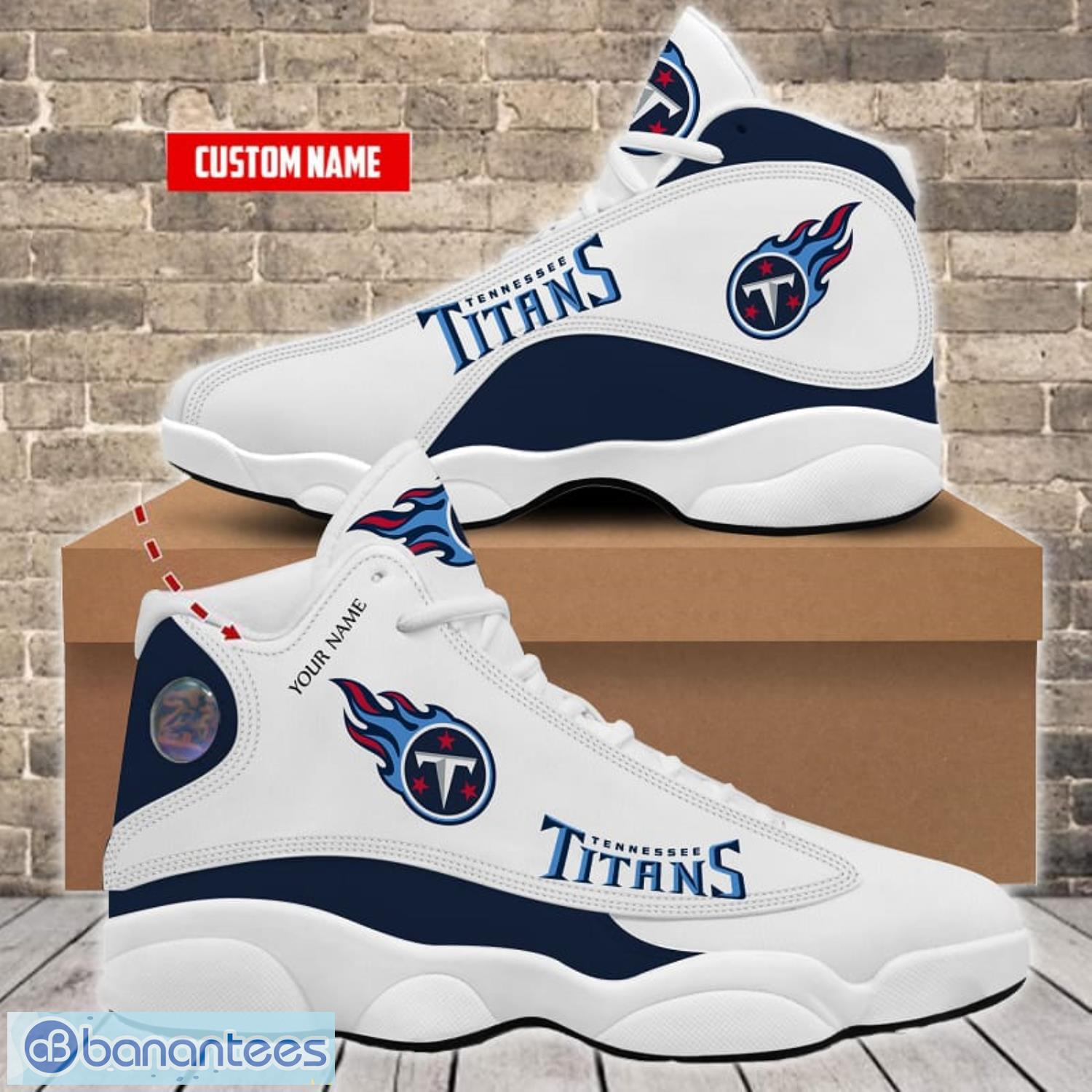 Tennessee Titans Fans Custom Name Air Jordan 13 Sneaker Shoes