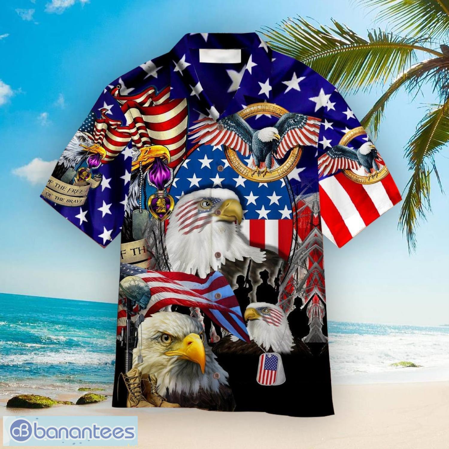 Patriotic Eagle Aloha Hawaiian Shirt Summer Gift Beach Shirt - Patriotic Eagle Aloha Hawaiian Shirts For Men & For Women  HW3556