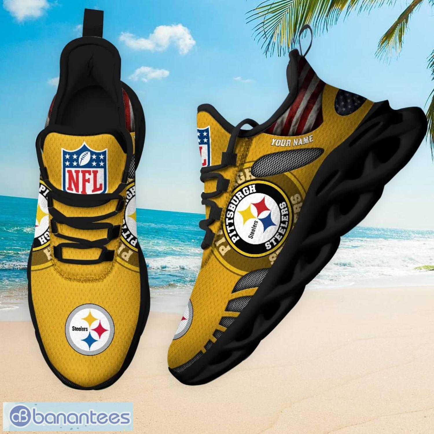 Pittsburgh Steelers Color Striped Sneakers Max Soul Shoes For Men