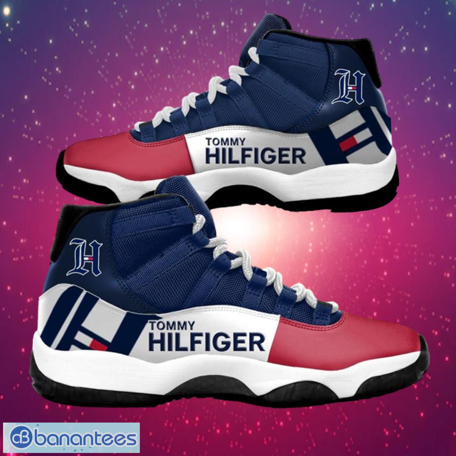 Tommy Hilfiger White Red Luxury Air Jordan 11 Shoes - Banantees