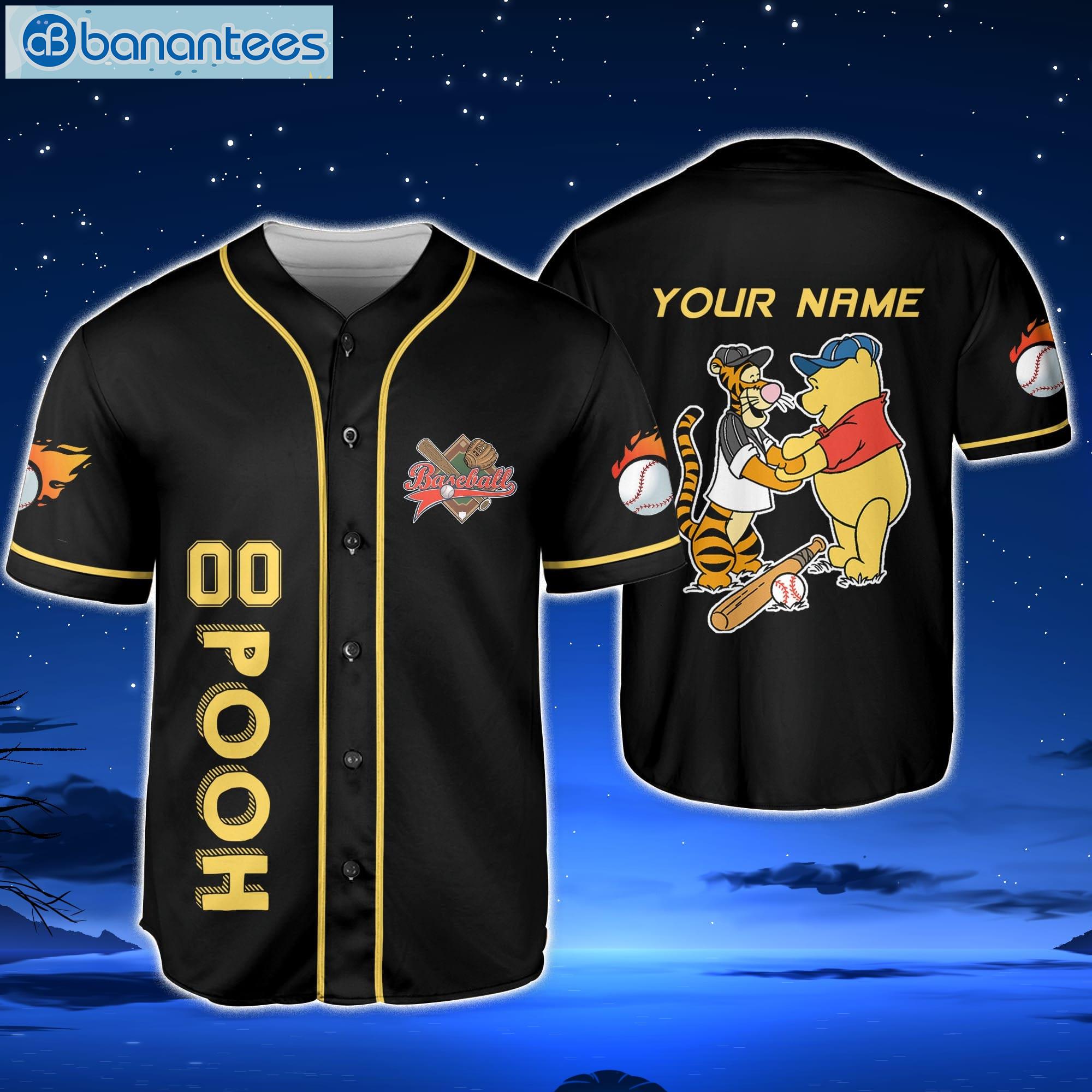 Custom Name For Disney Fans Pooh Yellow Baseball Jersey Shirt