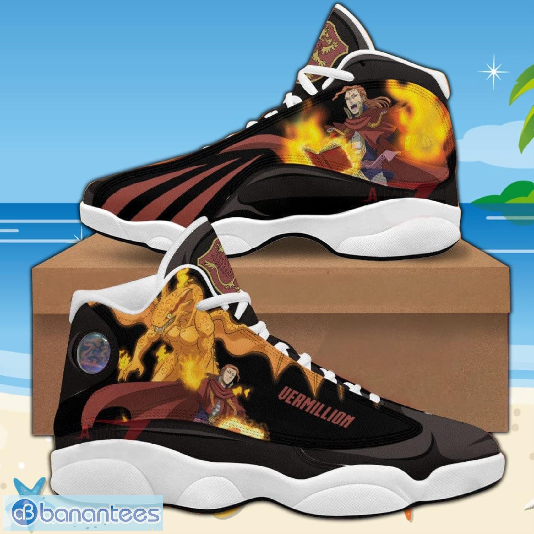 Black Clover AJ13 Sneakers Fuegoleon Vermillion Black Bull Anime Air Jordan  13 Shoes - Banantees