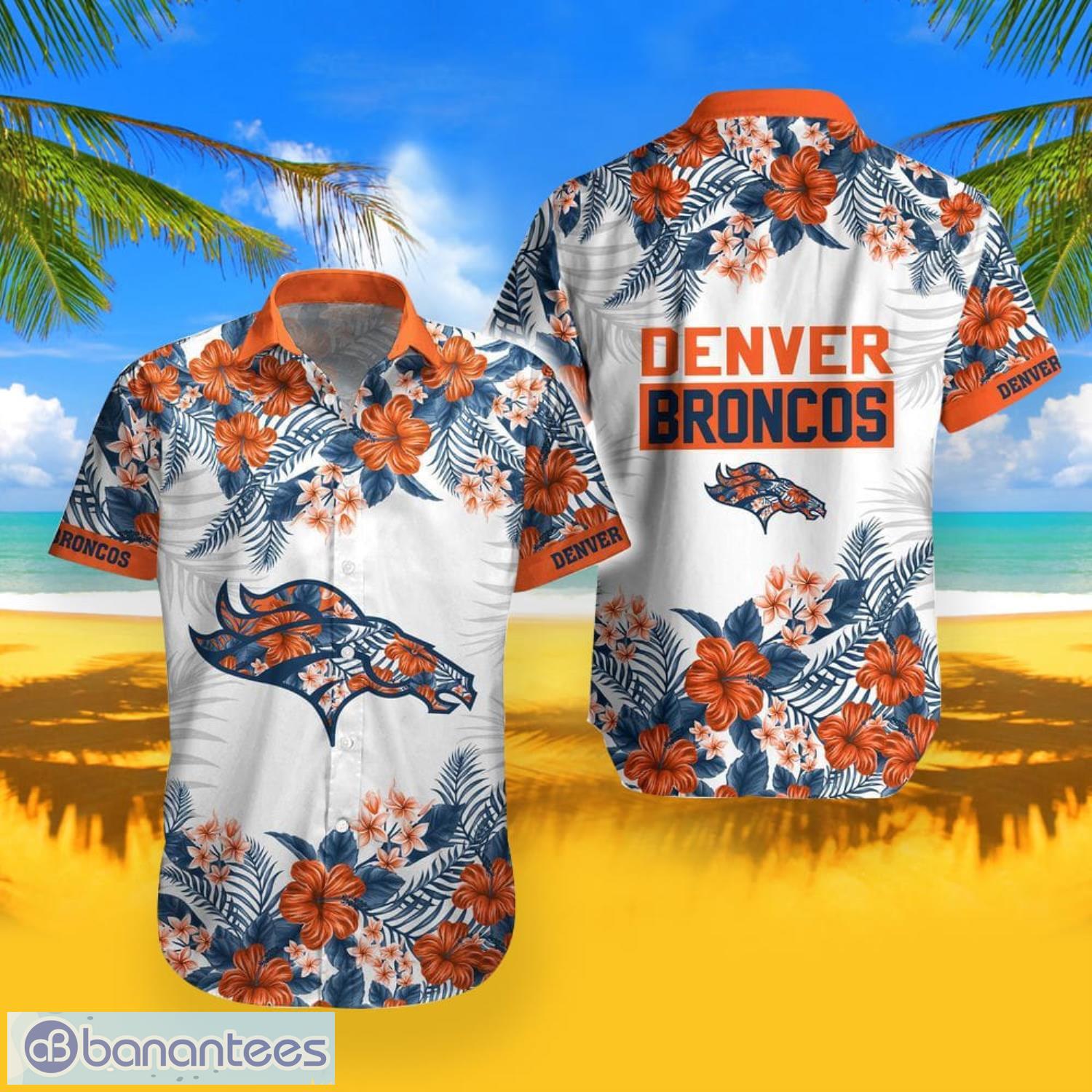 Denver Broncos NFL Tropical Palm Trees Short Sleeves Hawaiian Shirt