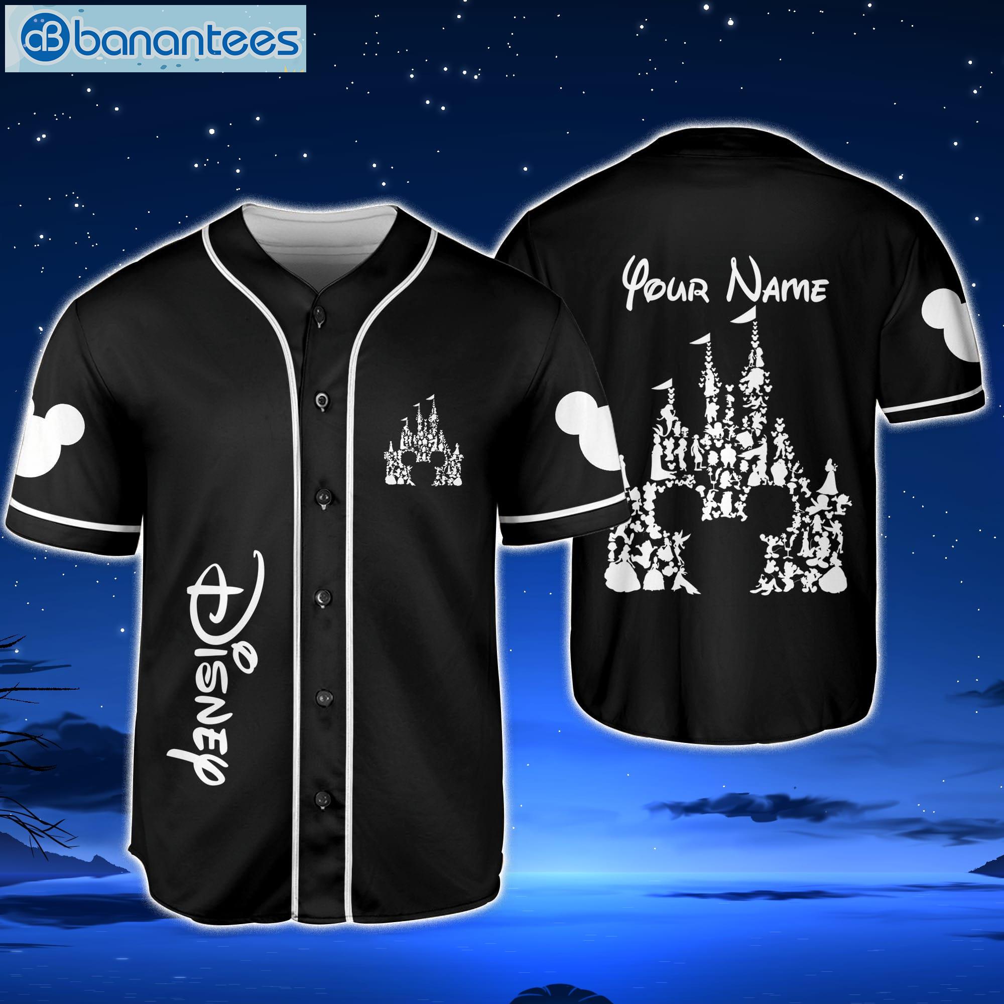 Disney Castle Black Custom Name Baseball Jersey Disney Men And