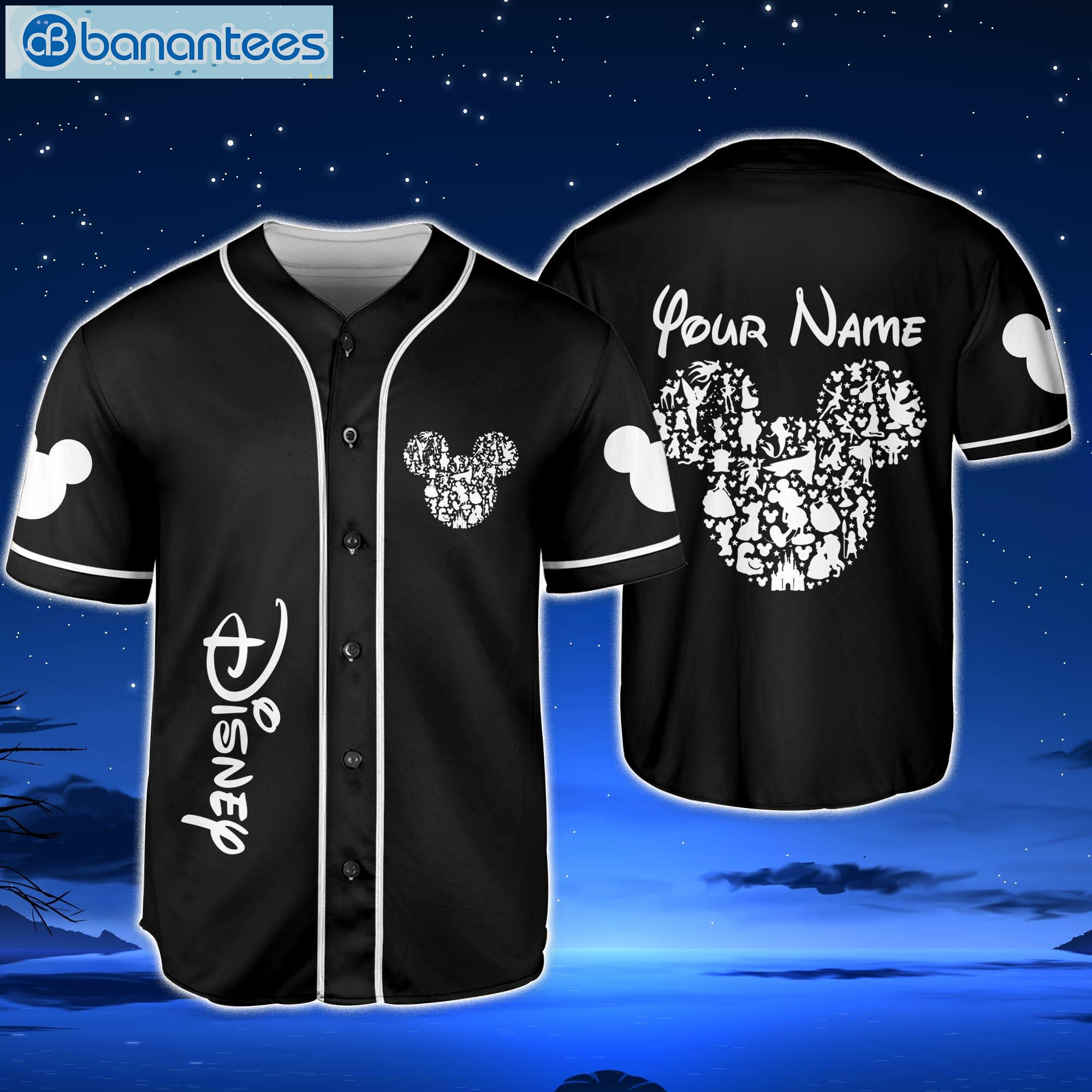 Disney Logo Mickey Mouse Black Custom Name Baseball Jersey Shirt