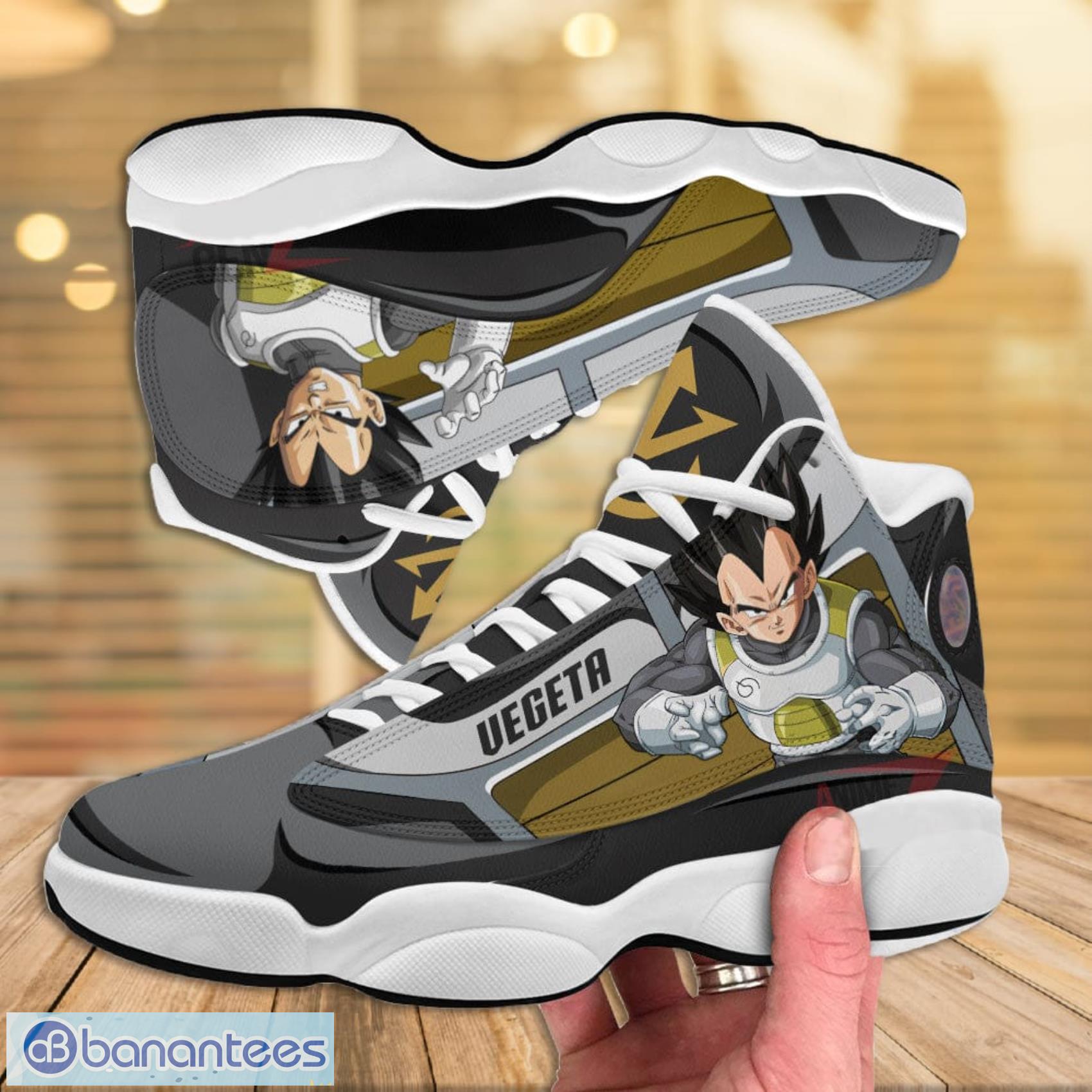 Manager Rendezvous Litterær kunst Dragon Ball Vegeta Fukkatsu Sneakers Anime Air Jordan 13 Shoes - Banantees