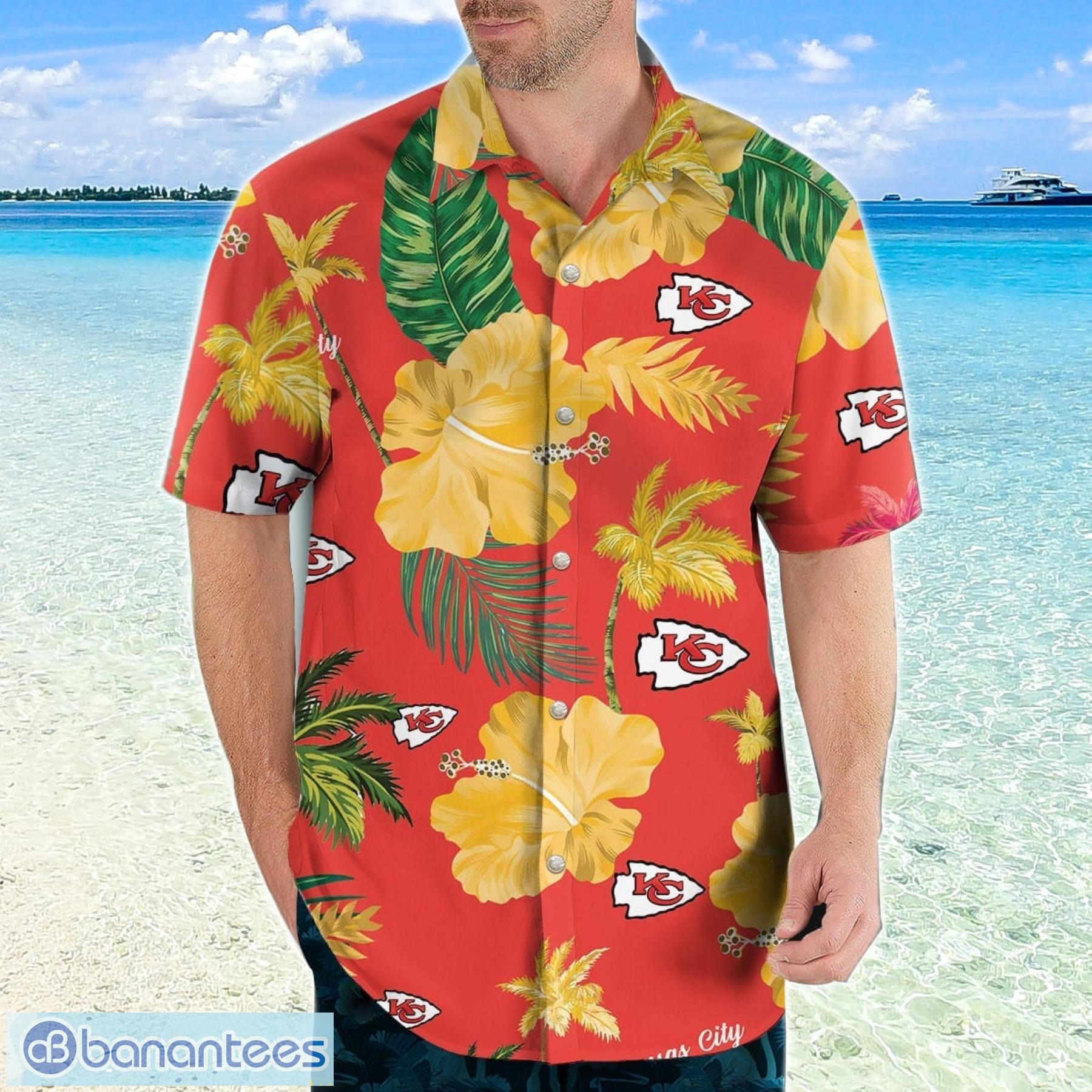 Kansas City Chiefs Logo White Hibiscus Red Hawaii Summer Hawaiian