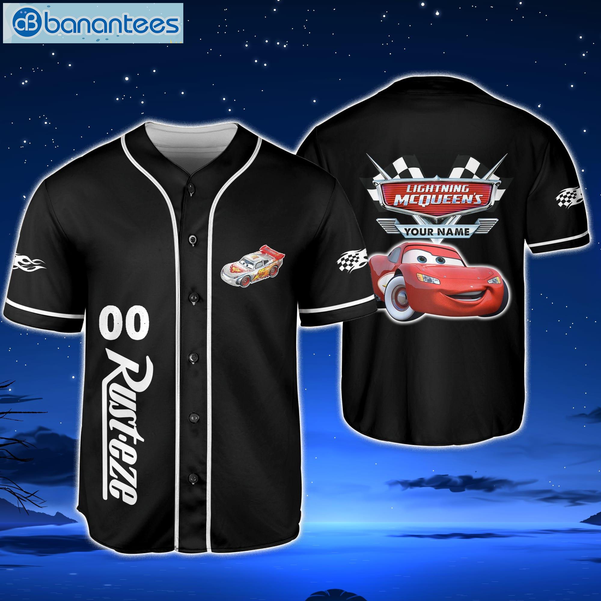 Lightning Mcqueen Red Black Horizontal Custom Name Baseball Jersey Shirt  Cute Gifts For Fans Disney And Sport Lovers - Banantees