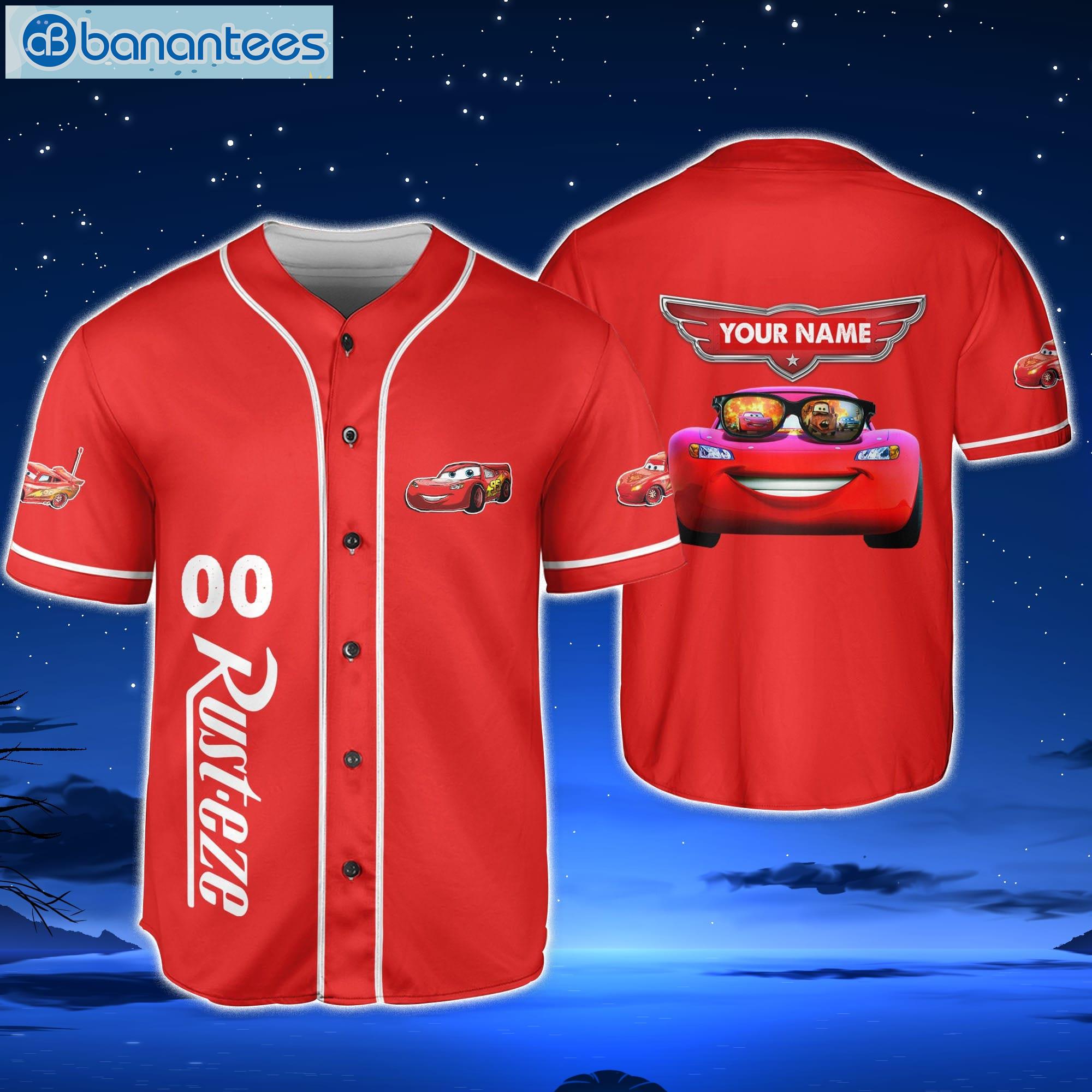 Custom Name And Number For Disney Fans Lightning Mcqueen Racing Champion  Speed Red White Baseball Jersey Shirt