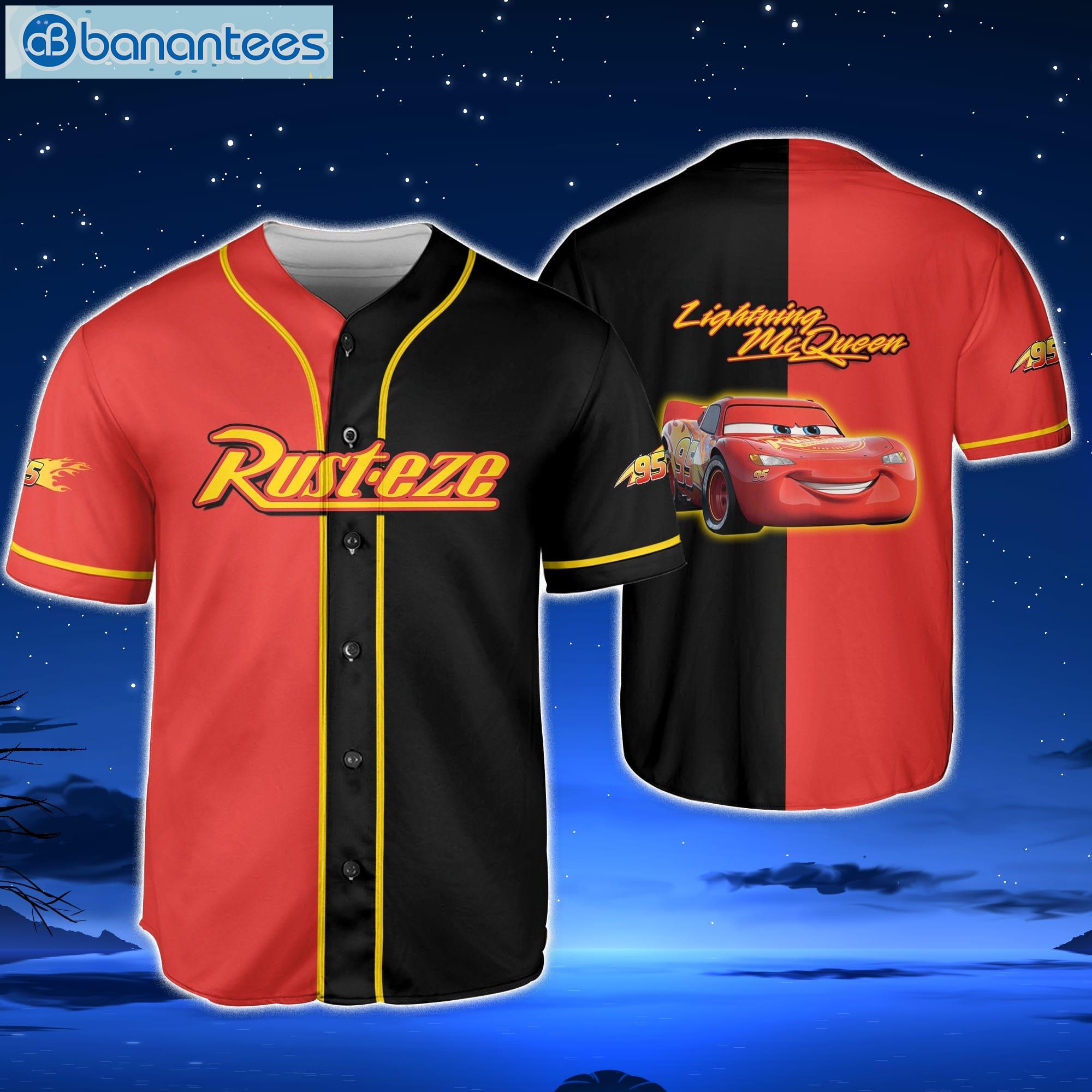 Lightning Mcqueen Red Black Horizontal Custom Name Baseball Jersey
