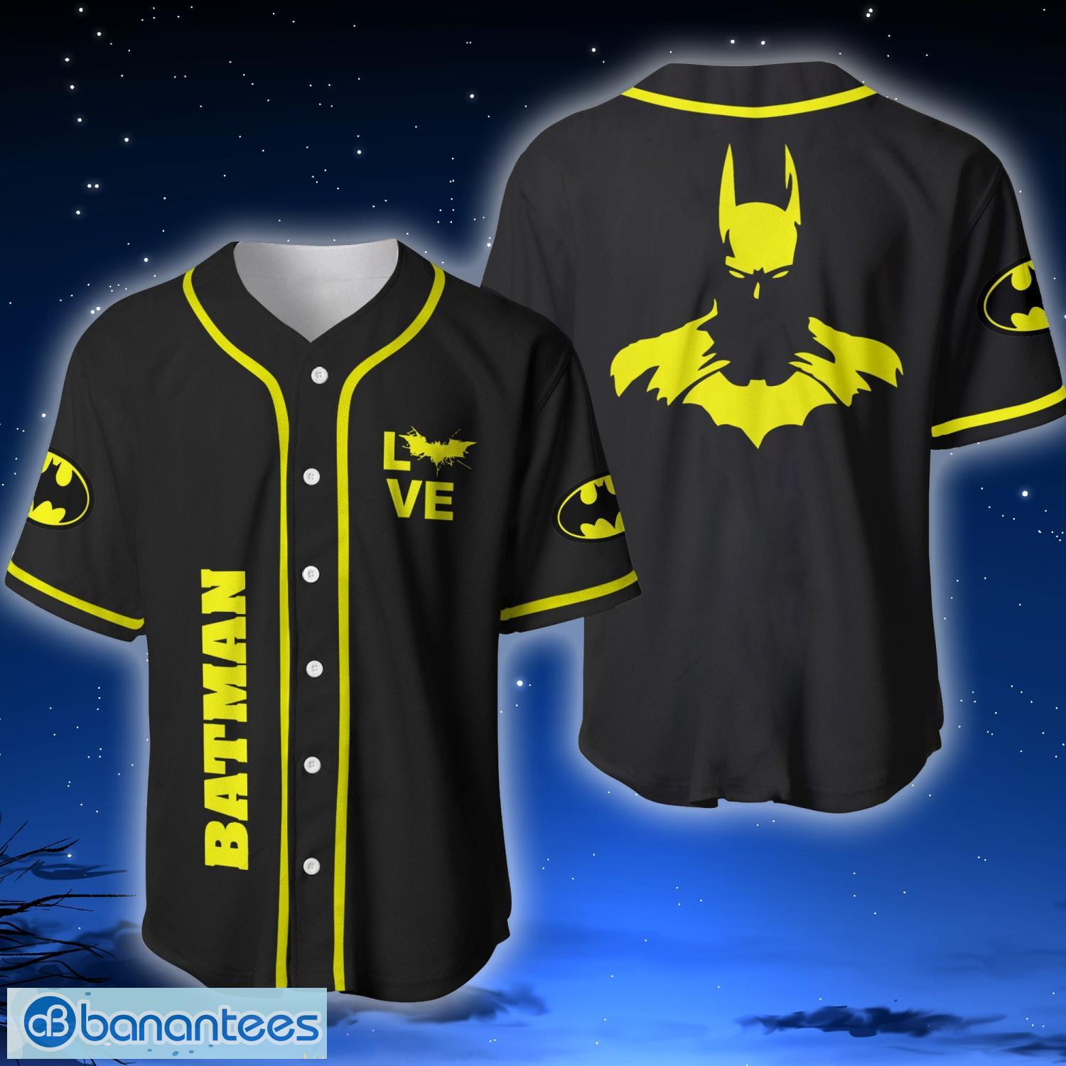 Love Batman Black Baseball Jersey Shirt - Banantees