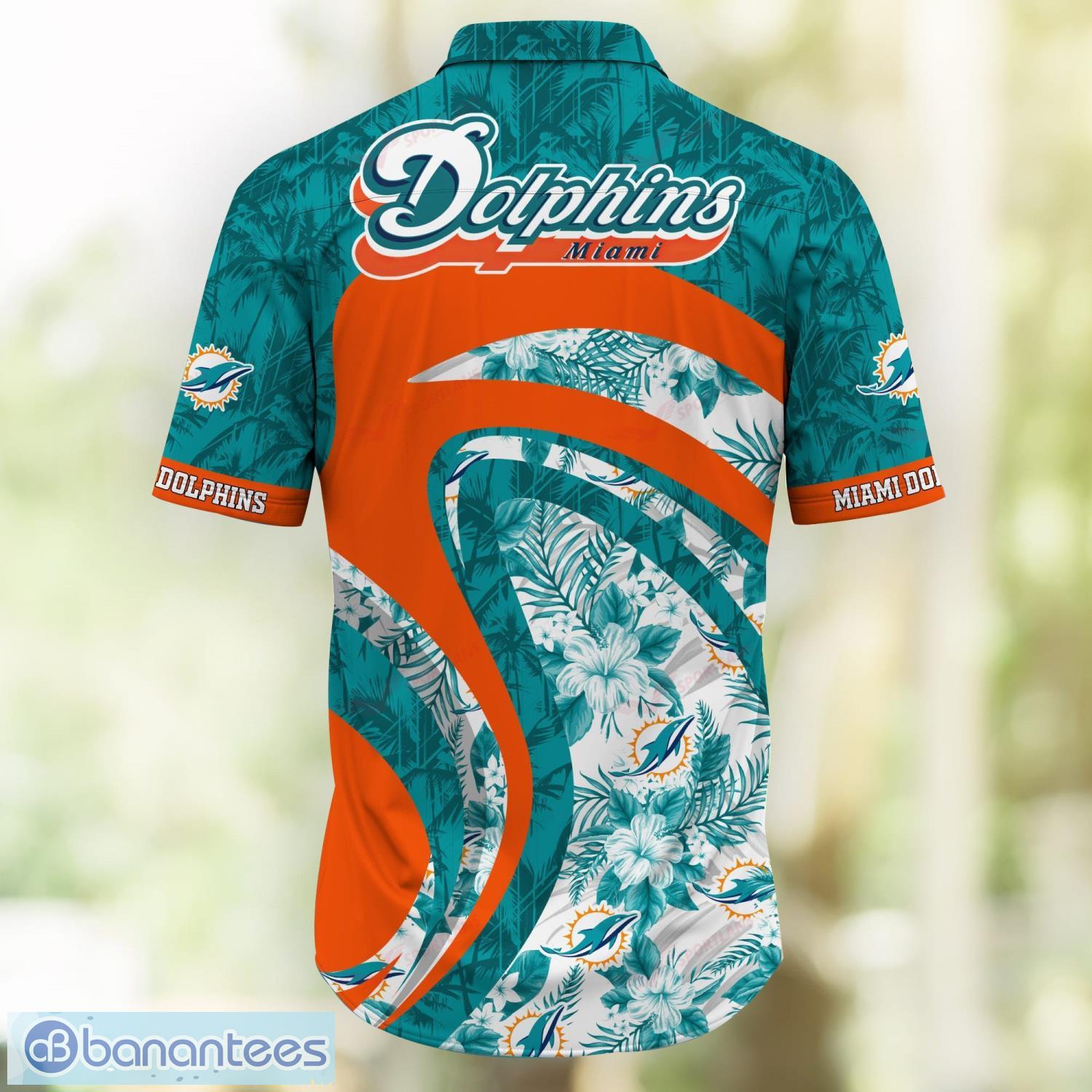 Miami Dolphins Tropical Hibiscus Coconut Pattern Hawaiian Shirt And Shorts  Summer Gift hawaiian shirt - Limotees