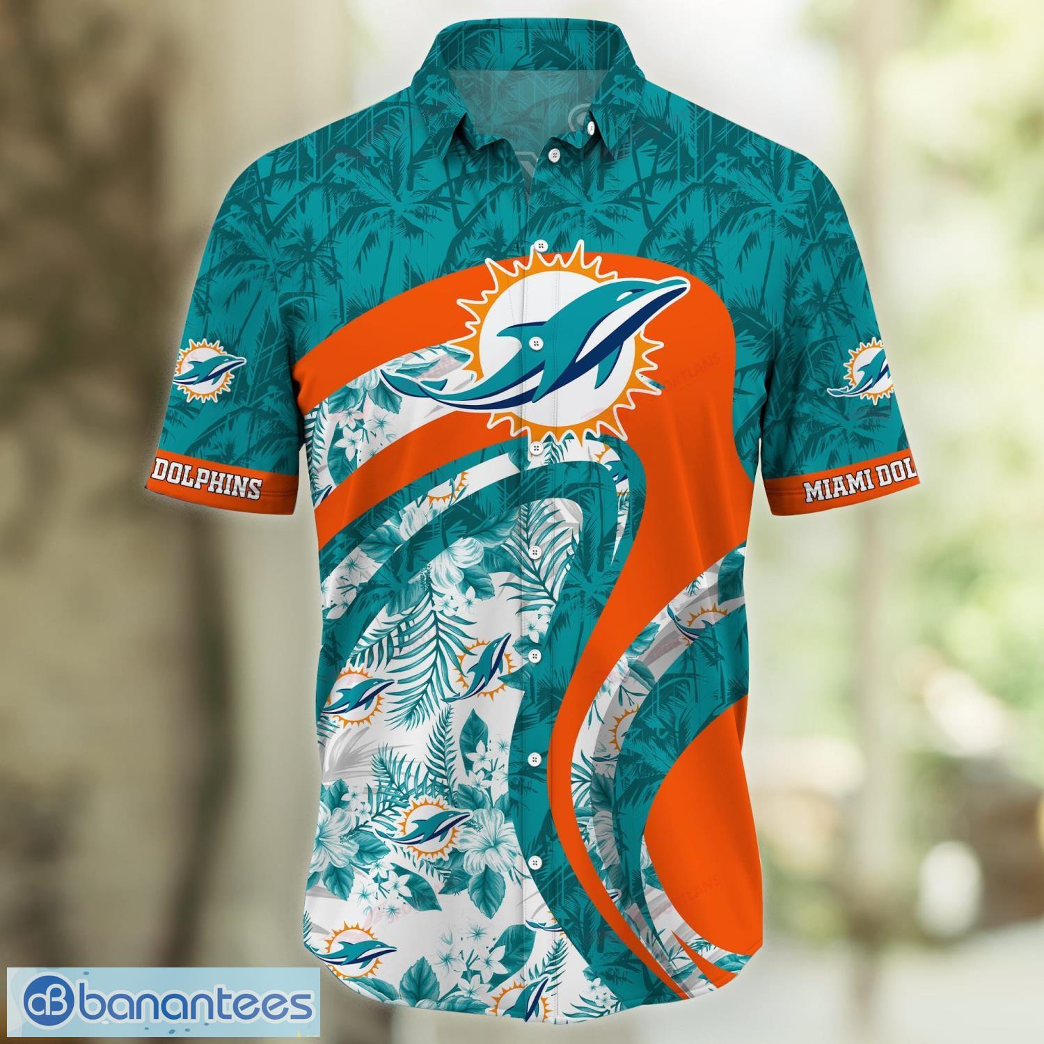 Miami Dolphins Tropical Hibiscus Coconut Pattern Hawaiian Shirt And Shorts  Summer Gift hawaiian shirt - Limotees