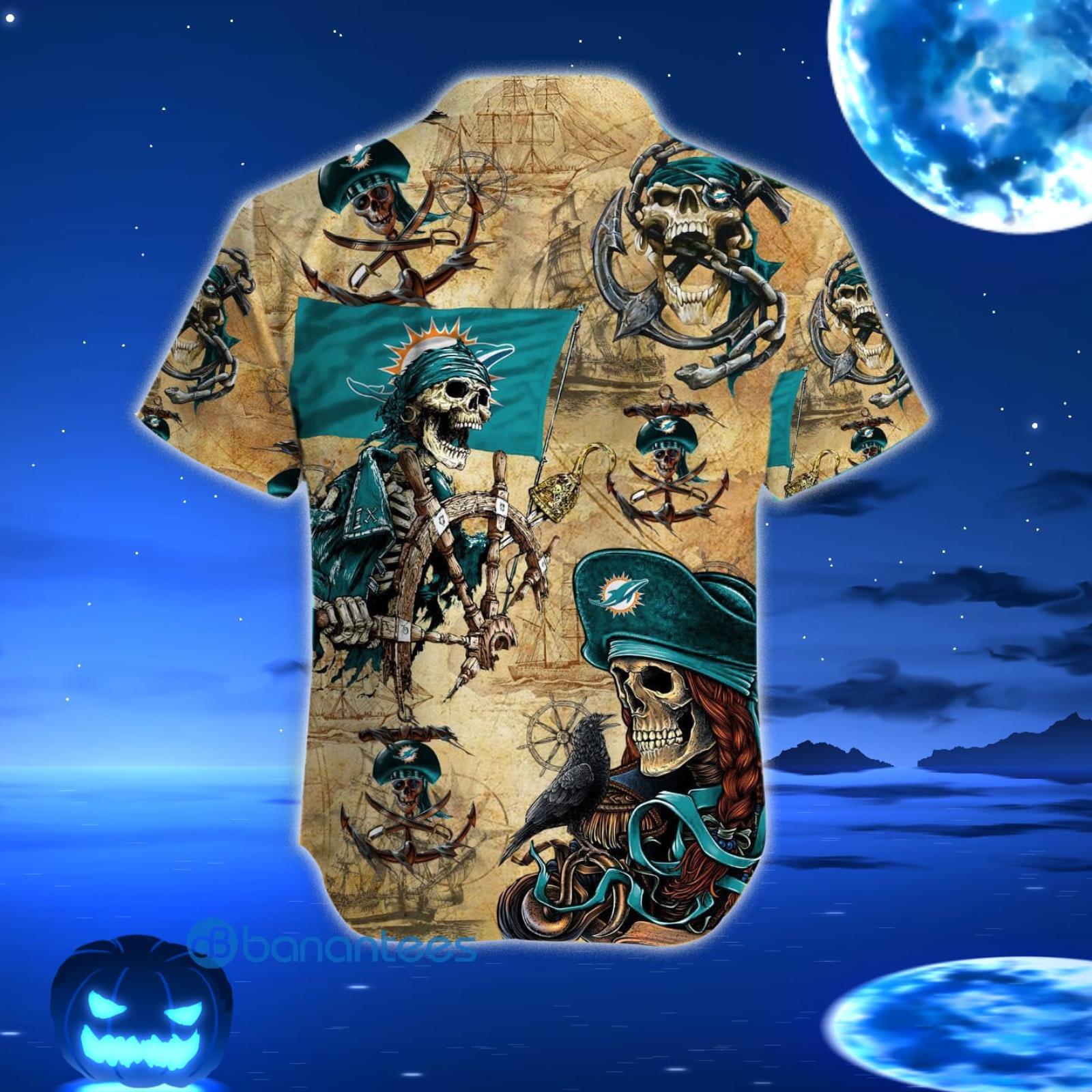 Miami Dolphins Skull Hawaiian Shirt