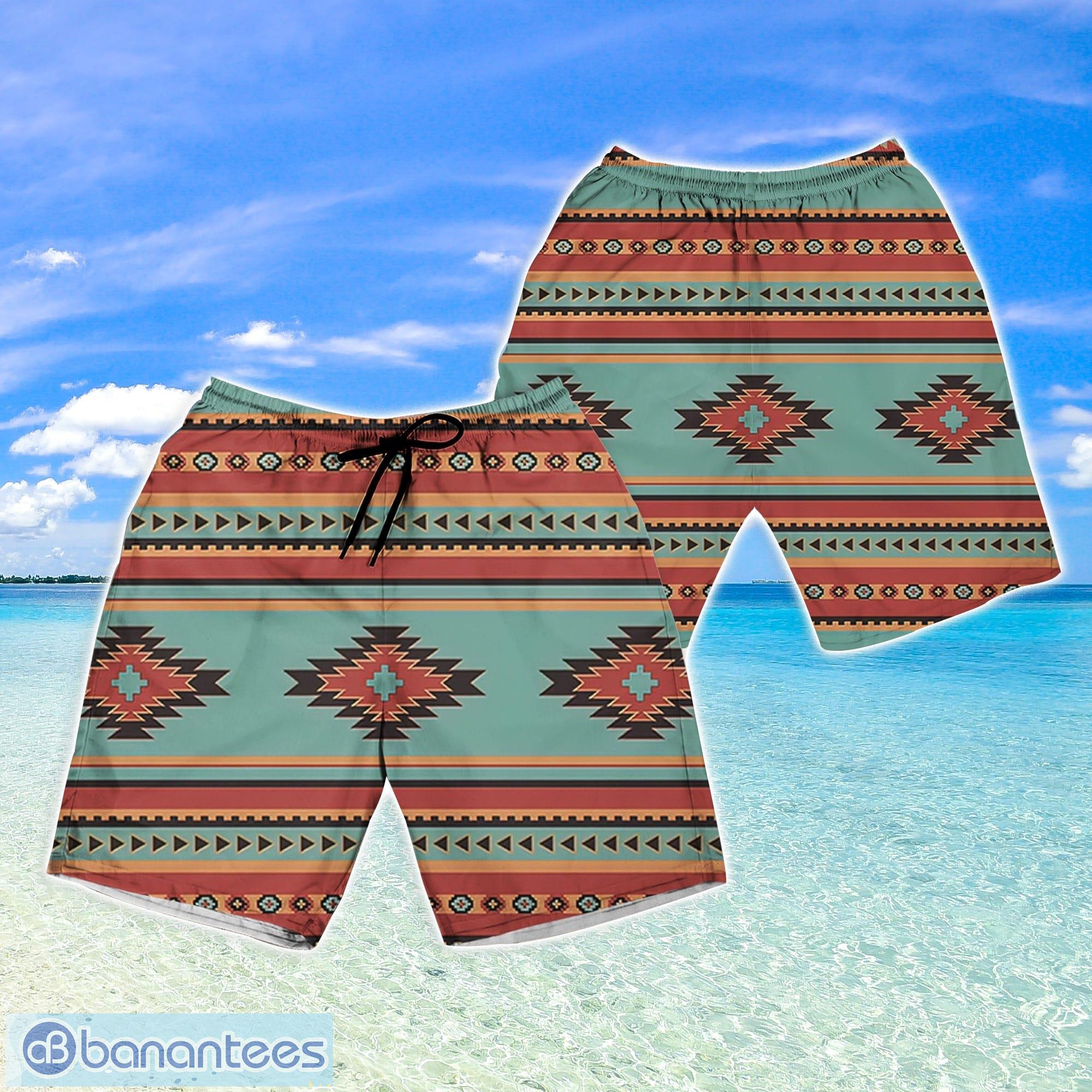 Traditional Tribal Pattern Hawaiian Shirt, Colorful Ethnic Geometric Native  American Shirt