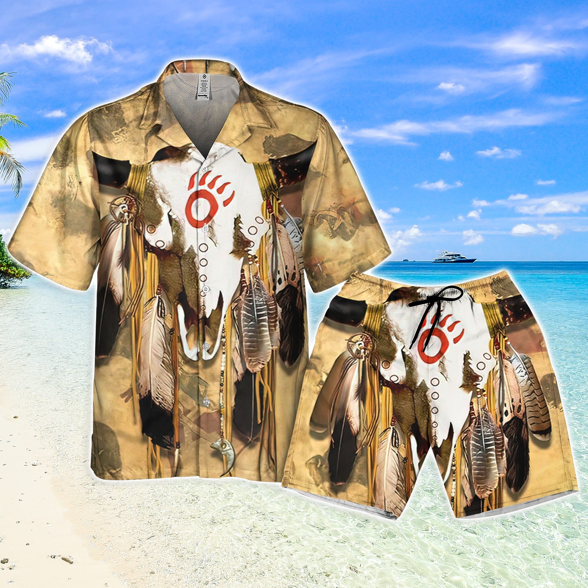 Native American Traditional Style Aloha Hawaiian Shirt And Shorts  Traditional Style shirt - Banantees