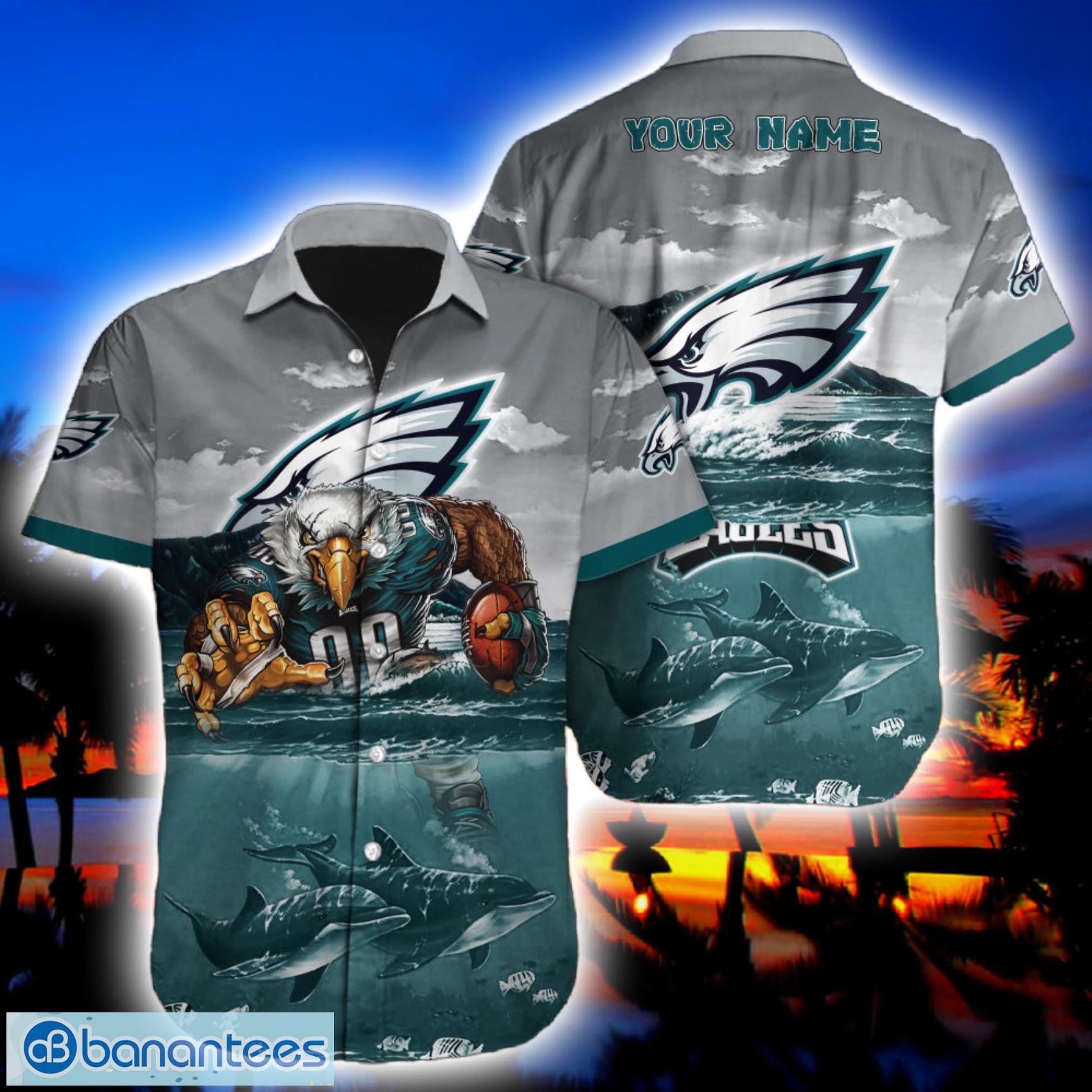 Philadelphia Eagles NFL Custom Name Big Ship And Ocean Aloha AOP Print  Hawaiian Shirt - Banantees