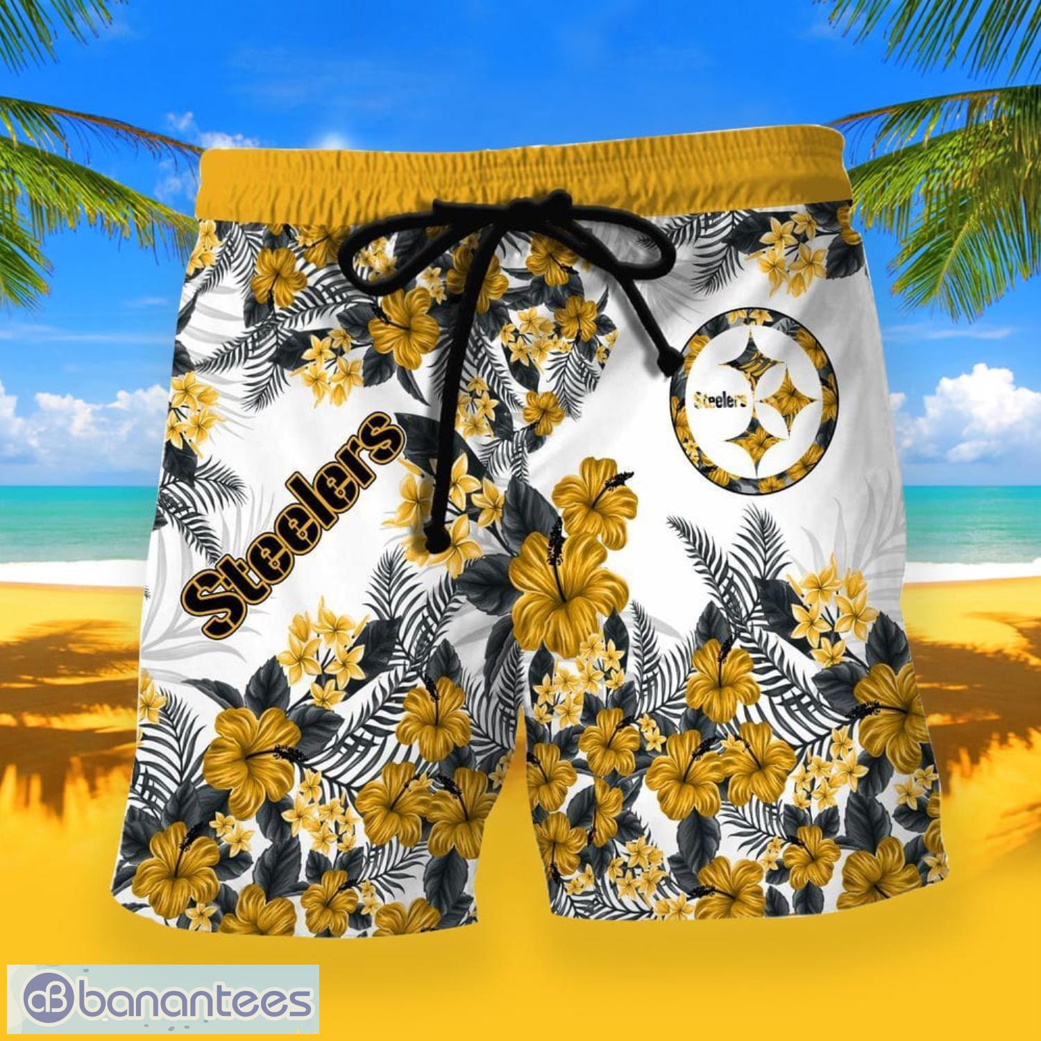 Pittsburgh Steelers Custom Name NFL Hawaiian Shirt And Shorts Gift For Men  And Women Fans - Banantees