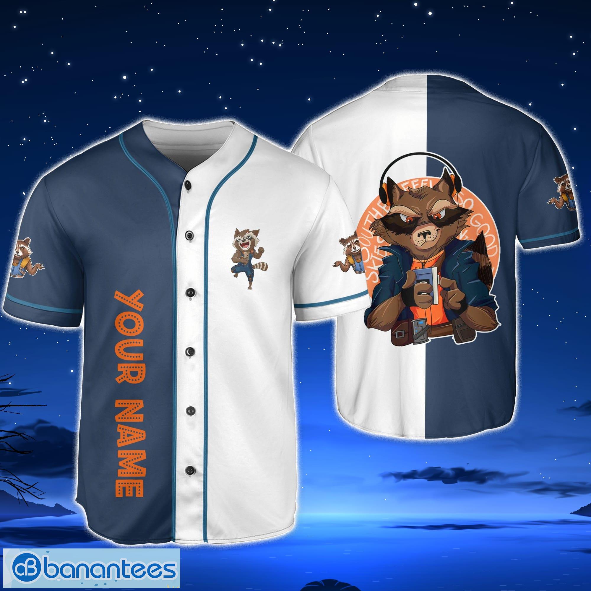 Rocket Raccoon Funny Custom Name Baseball Jersey Shirt Cute Gifts