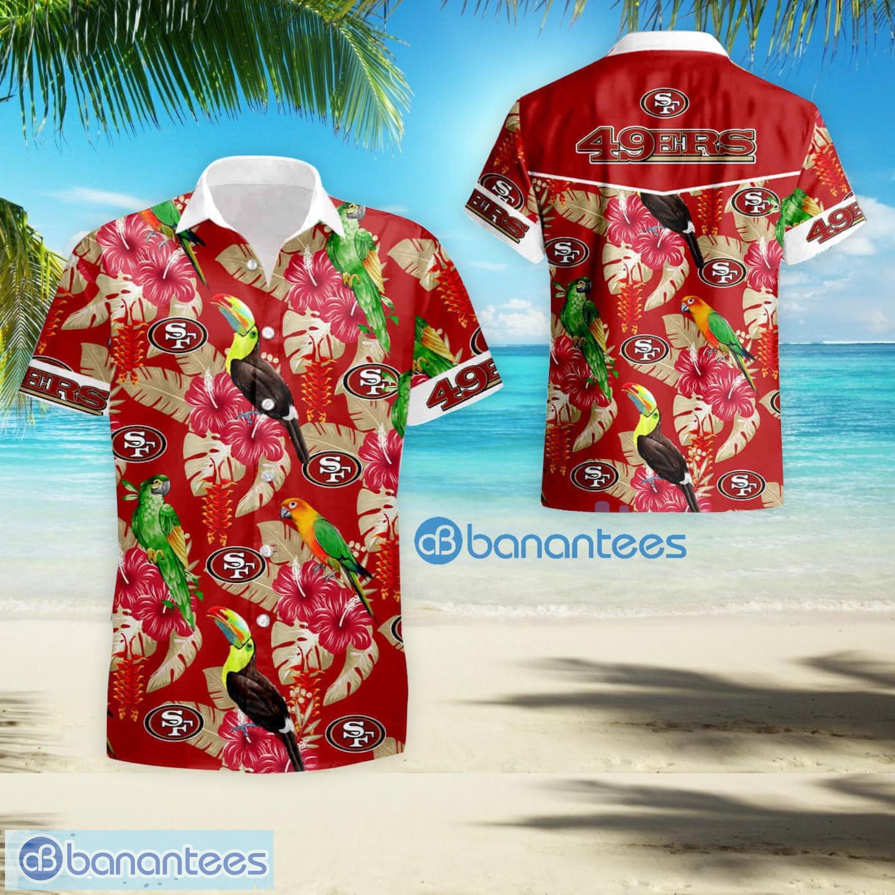 Sf 49ers Parrots Short Sleeve Aloha Hawaiian Shirt And Shorts Beach Gift -  Banantees