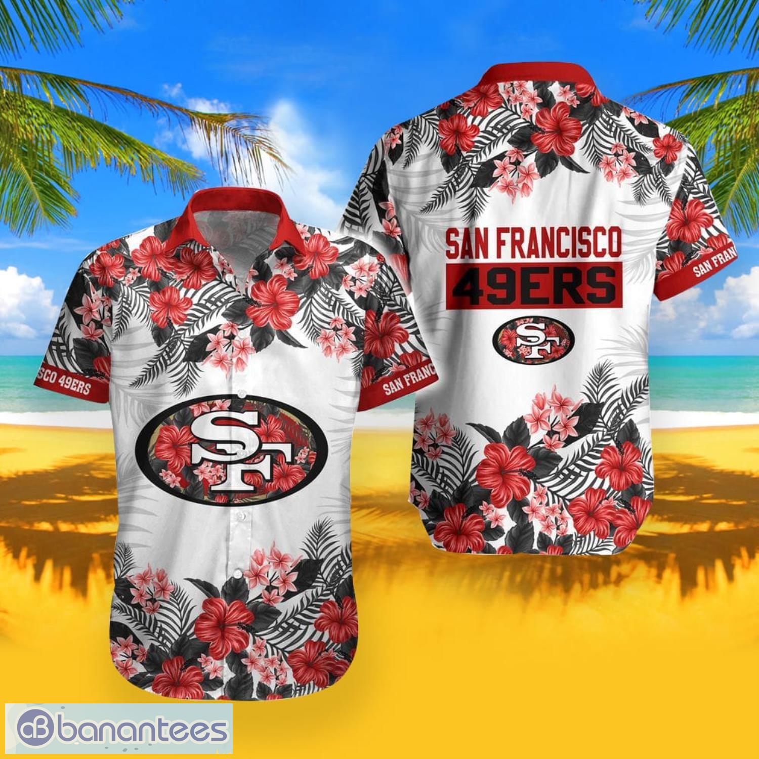 San Francisco 49ers Tropical Hawaiian Shirt And Shorts Summer Beach Set -  Banantees