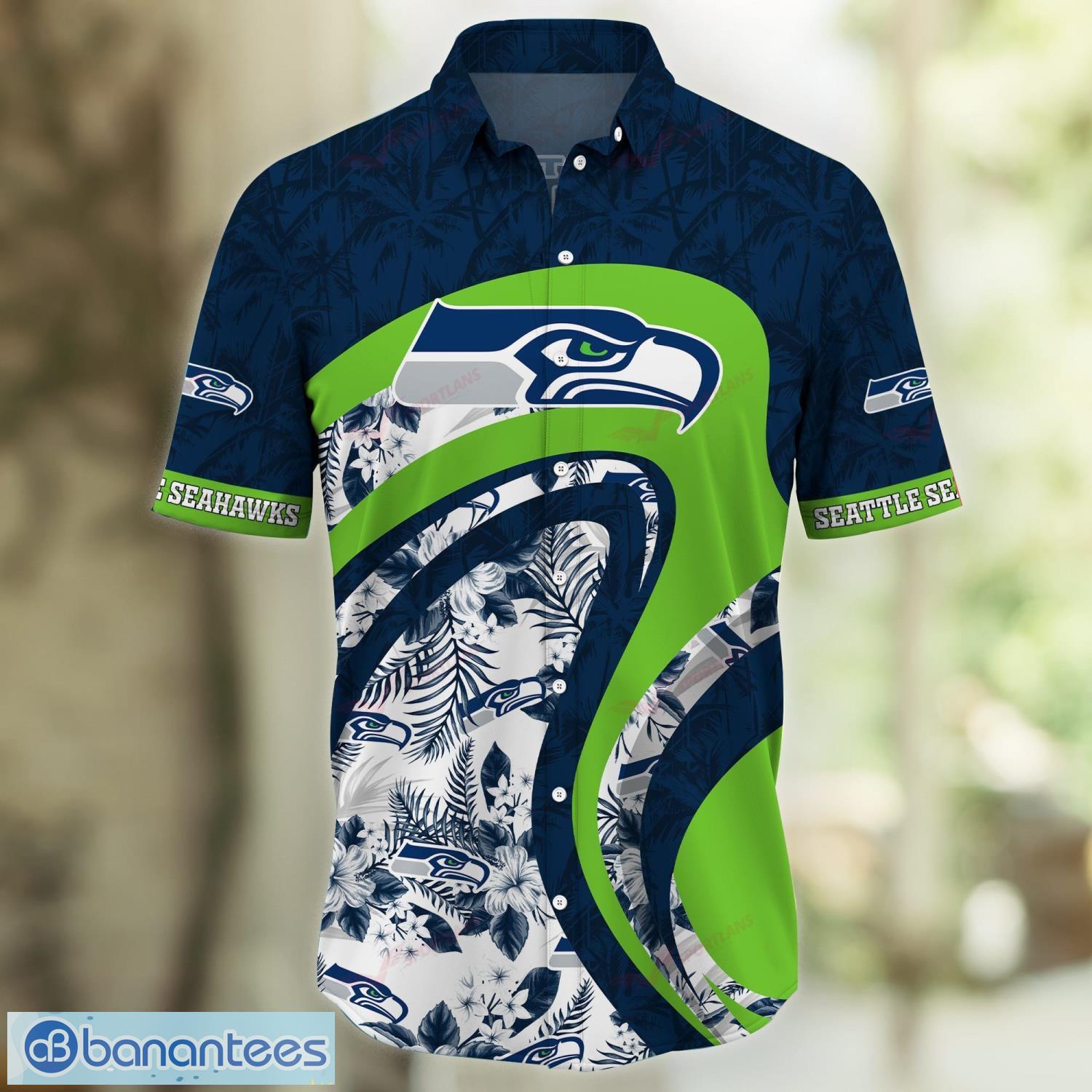 Custom Number And Name Nfl 3D Hawaiian Shirt Seattle Seahawks Logo Custom  Hot Men And Women For Fans - Banantees