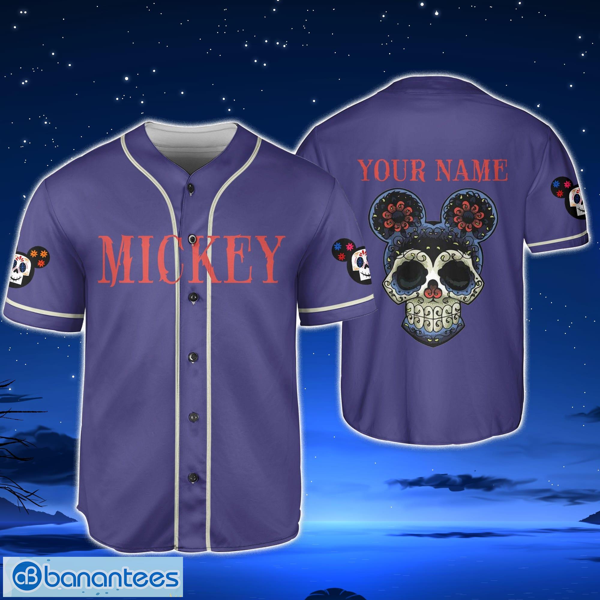 Sugarskull Skull Mickey Mouse - Calavera Calavera Horizontal Text Custom  Name Baseball Jersey Disney Men And Women Gift For Fans - Banantees