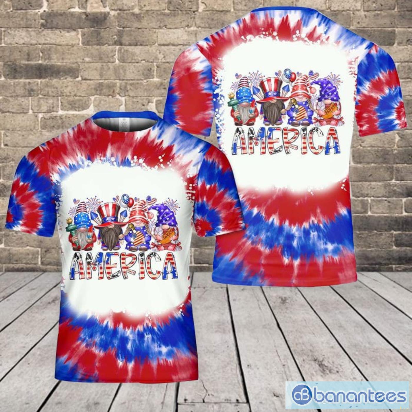 America Gnome Independence Day, 4th Of July All Print 3D T-Shirt Product Photo 1