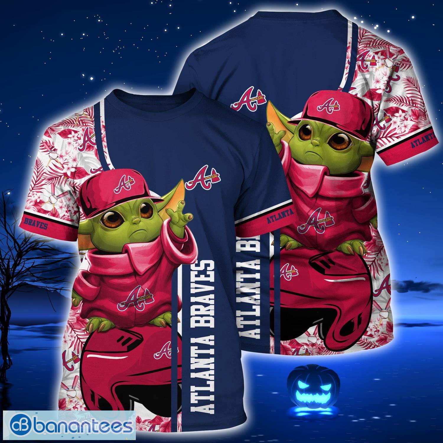 Atlanta Braves Baby Yoda Lover 3D T-Shirt For Fans - Banantees