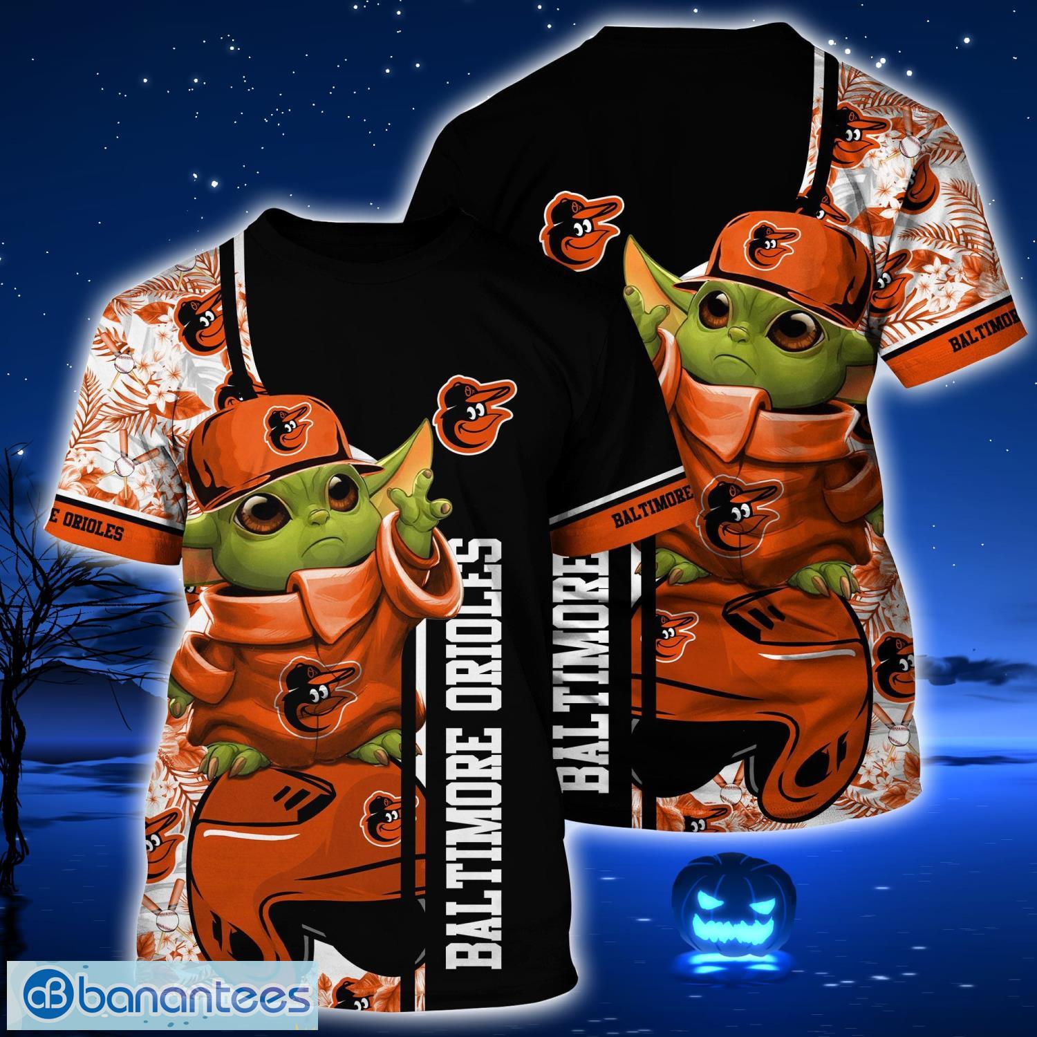 Baltimore Orioles Baby Yoda Lover 3D T-Shirt For Fans - Banantees