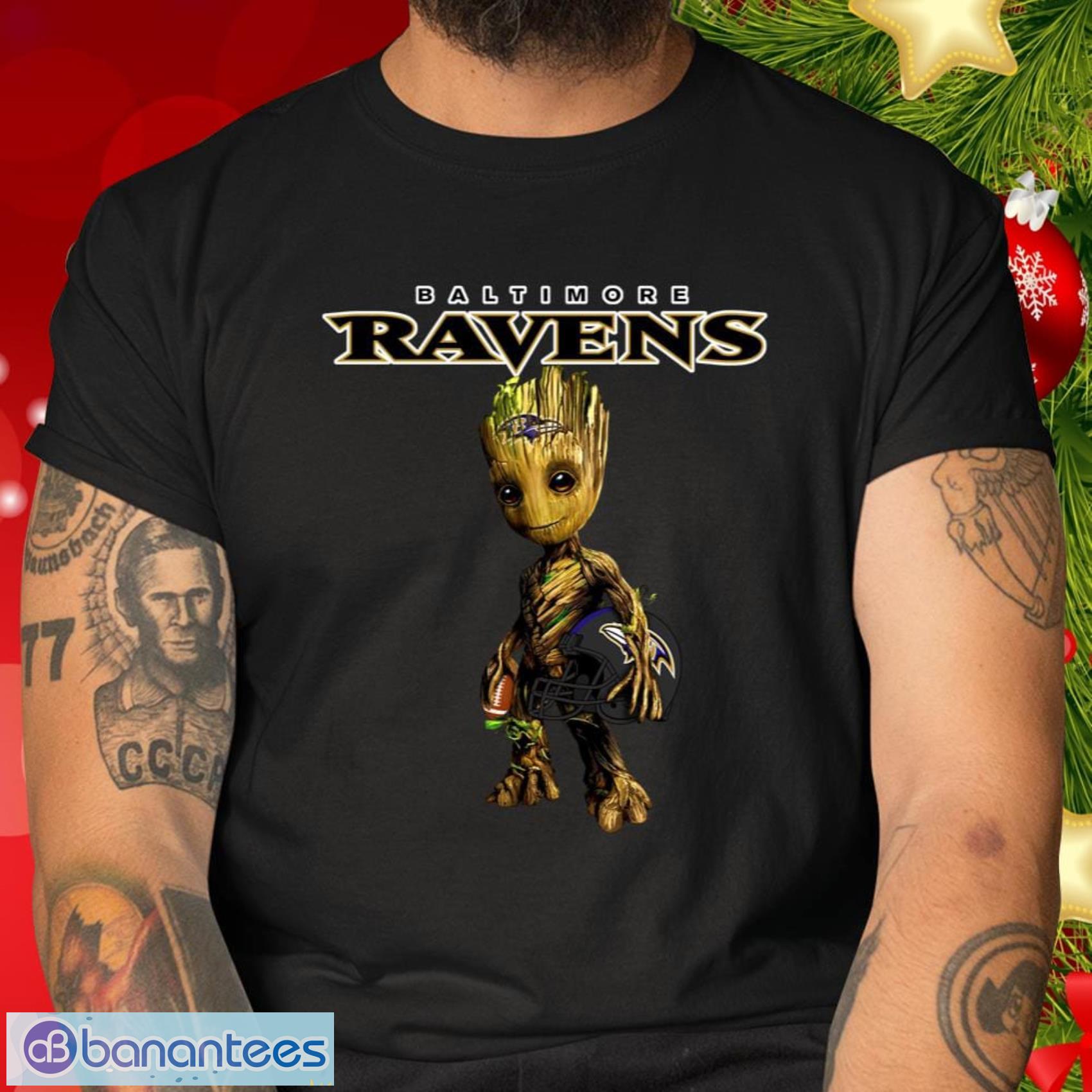 Baltimore Ravens NFL Football Gift Fr Fans Groot Marvel Guardians Of The Galaxy T Shirt - Baltimore Ravens NFL Football Groot Marvel Guardians Of The Galaxy T Shirt_2