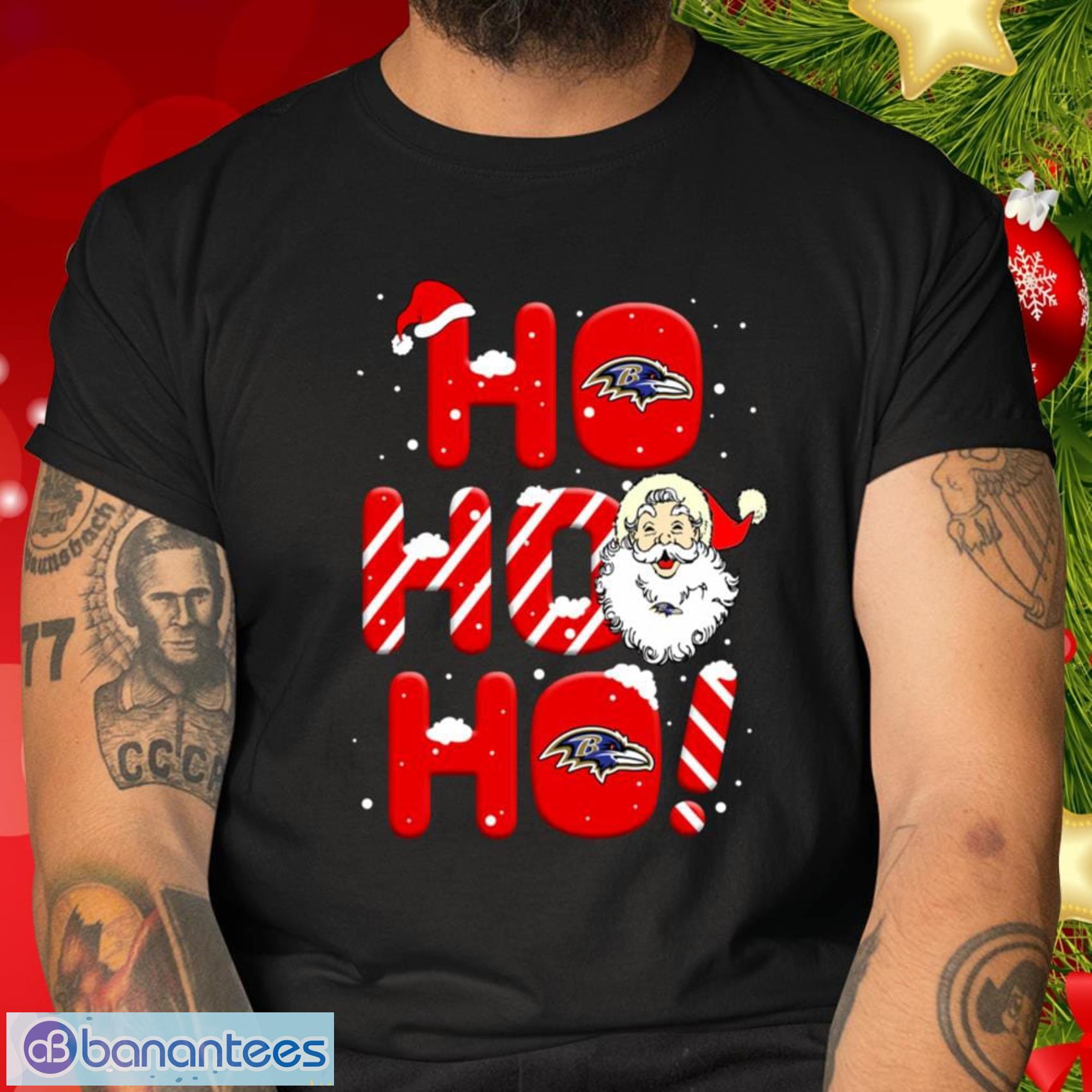 Baltimore Ravens NFL Football Gift Fr Fans Ho Ho Ho Santa Claus Merry Christmas Shirt T Shirt - Baltimore Ravens NFL Football Ho Ho Ho Santa Claus Merry Christmas Shirt T Shirt_1